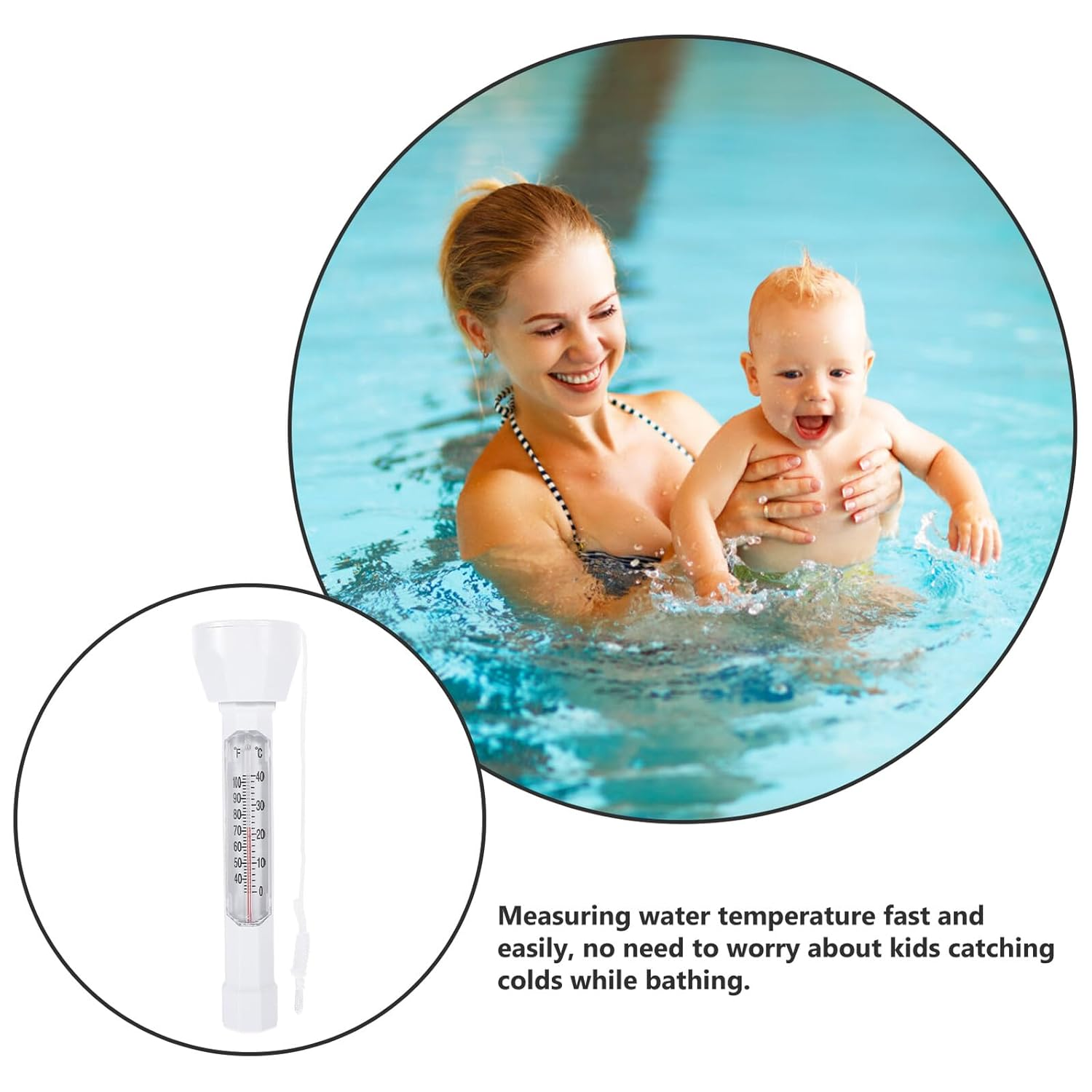 Floating Pool Thermometer Compact Water Temperature Measuring Tool for Swimming Pools Spas Fishponds Bath Tubs with Safe Smooth Design and Wide Range image number 6
