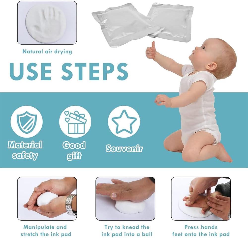 Baby Hand and Footprint Kit, Clay Keepsake Frame for Newborn Handprint and Footprint, Nursery Picture Frame for Baby Room Decor image number 5