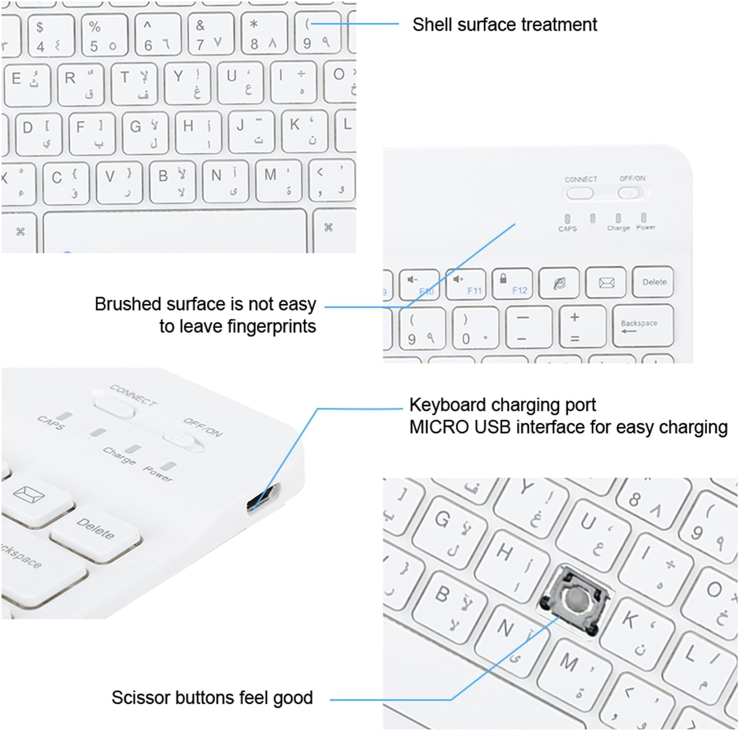 10 Ultra‑Thin Wireless Keyboard Russian Arabic Spainish Keyboard for Bluetooth Intelligent Supplies Computer for Android/Os X / (10 Inch Arabic)