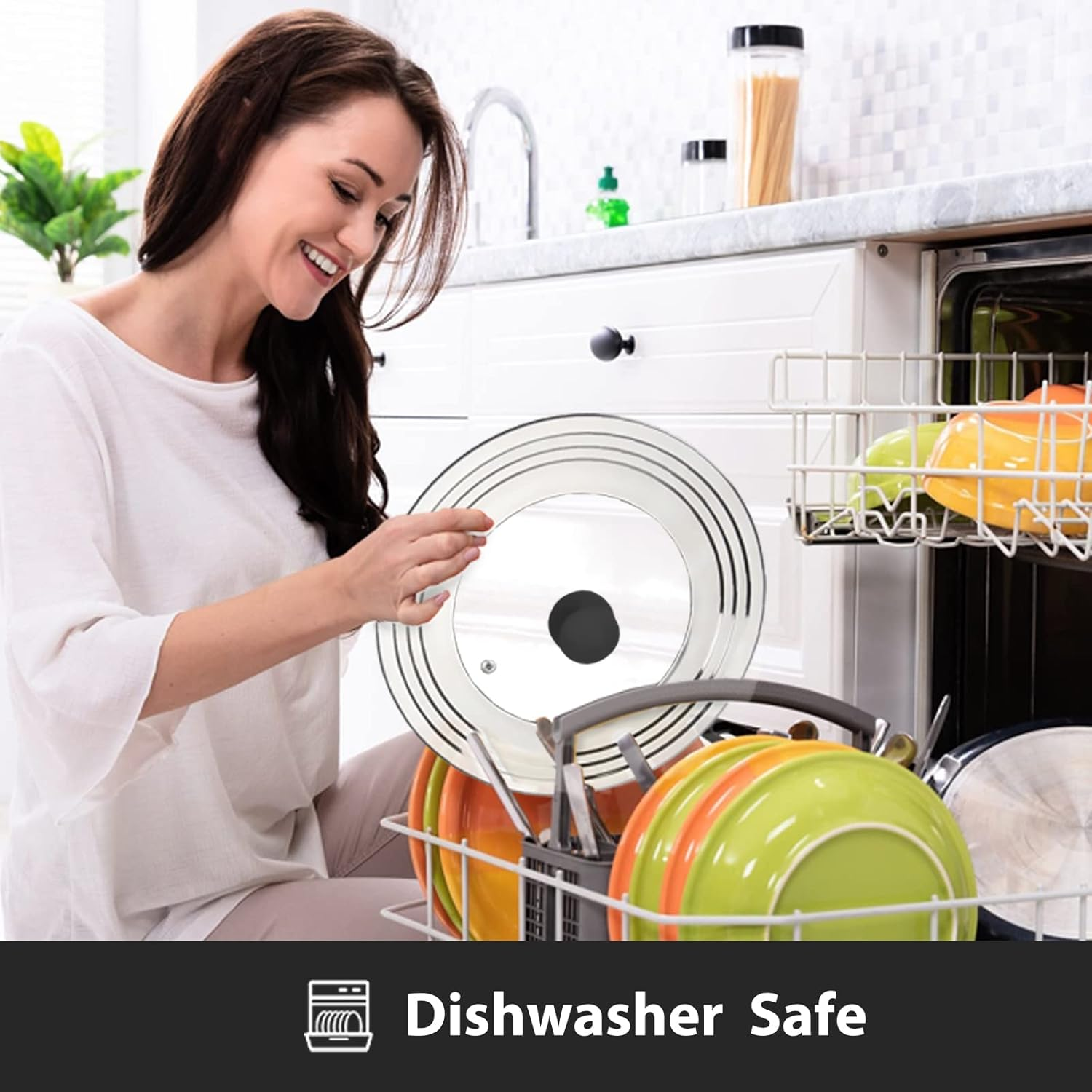 Wishdirect Universal Lid for Pots and Pans - One Size Fits All 21-31Cm Pots Frying Pans Skillets Woks, Replacement Pot Lid with Heavy Duty Heat Resistant Silicone Knob (Black, round Handle) image number 1