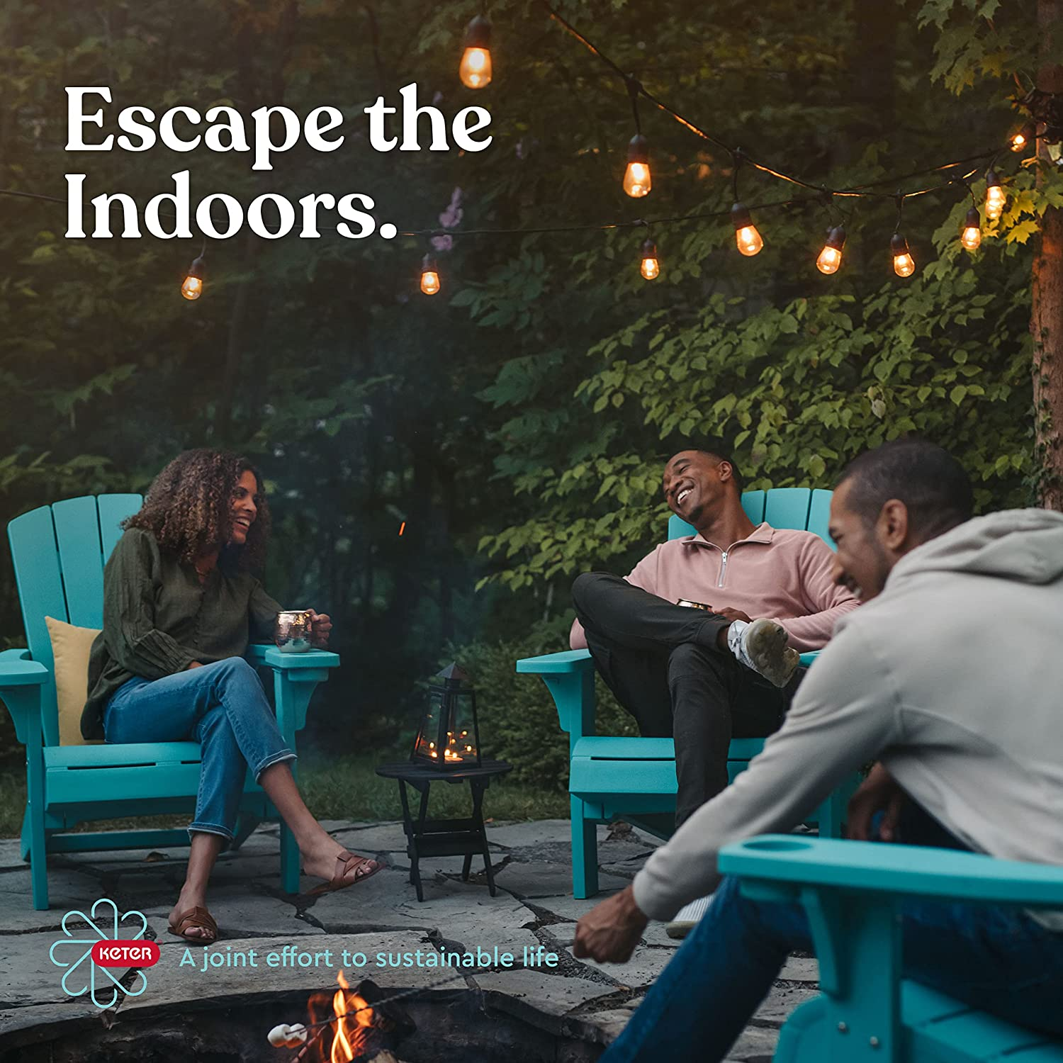 Keter Alpine Adirondack 2 Pack Resin Outdoor Furniture Patio Chairs with Cup Holder Perfect for Beach, Pool, and Fire Pit Seating, White