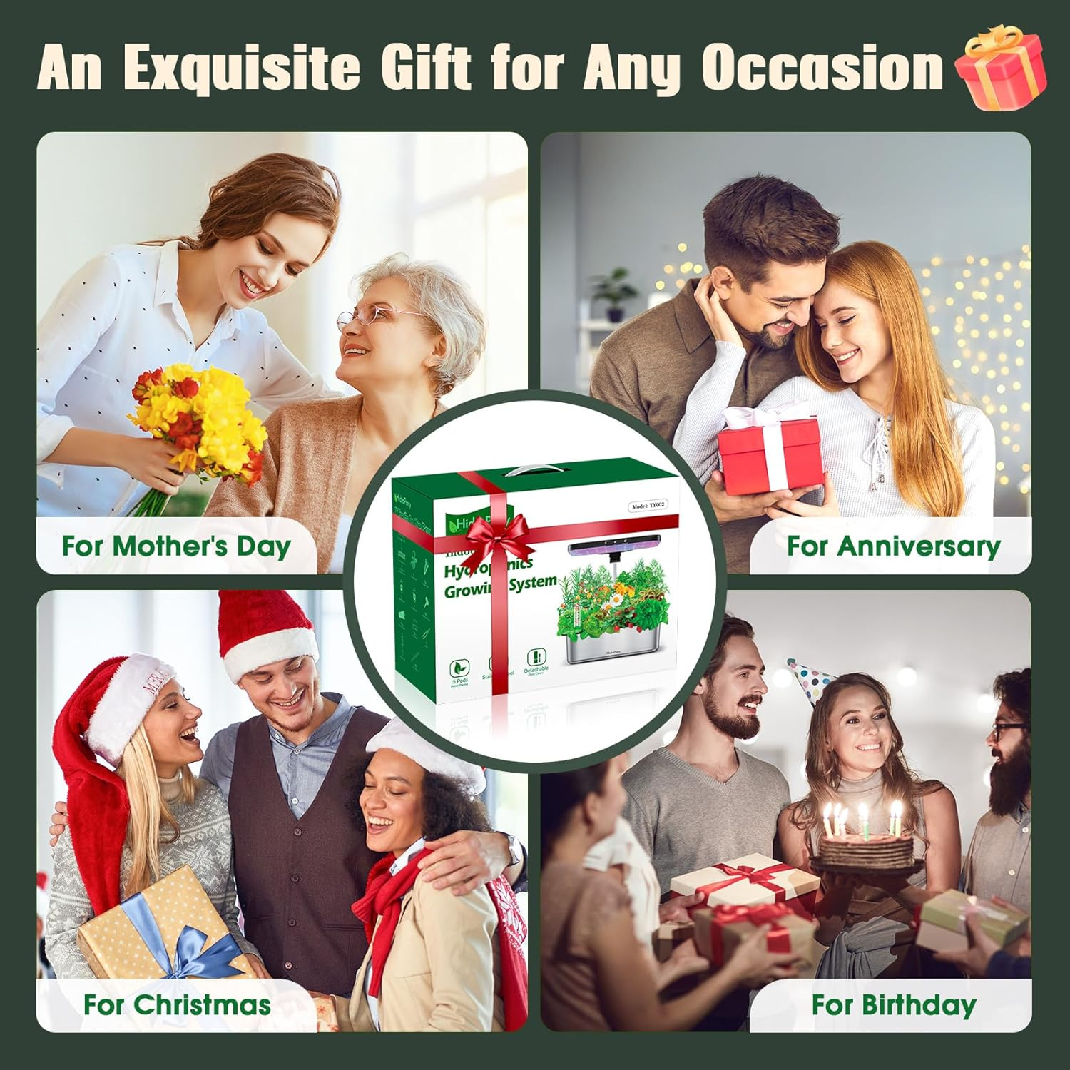 Hydroponics Growing System Indoor Garden - Herb Garden with Grow Light, 15 Pods Stainless Steel Indoor Garden Kit, Auto Timer, Gardening Women image number 6