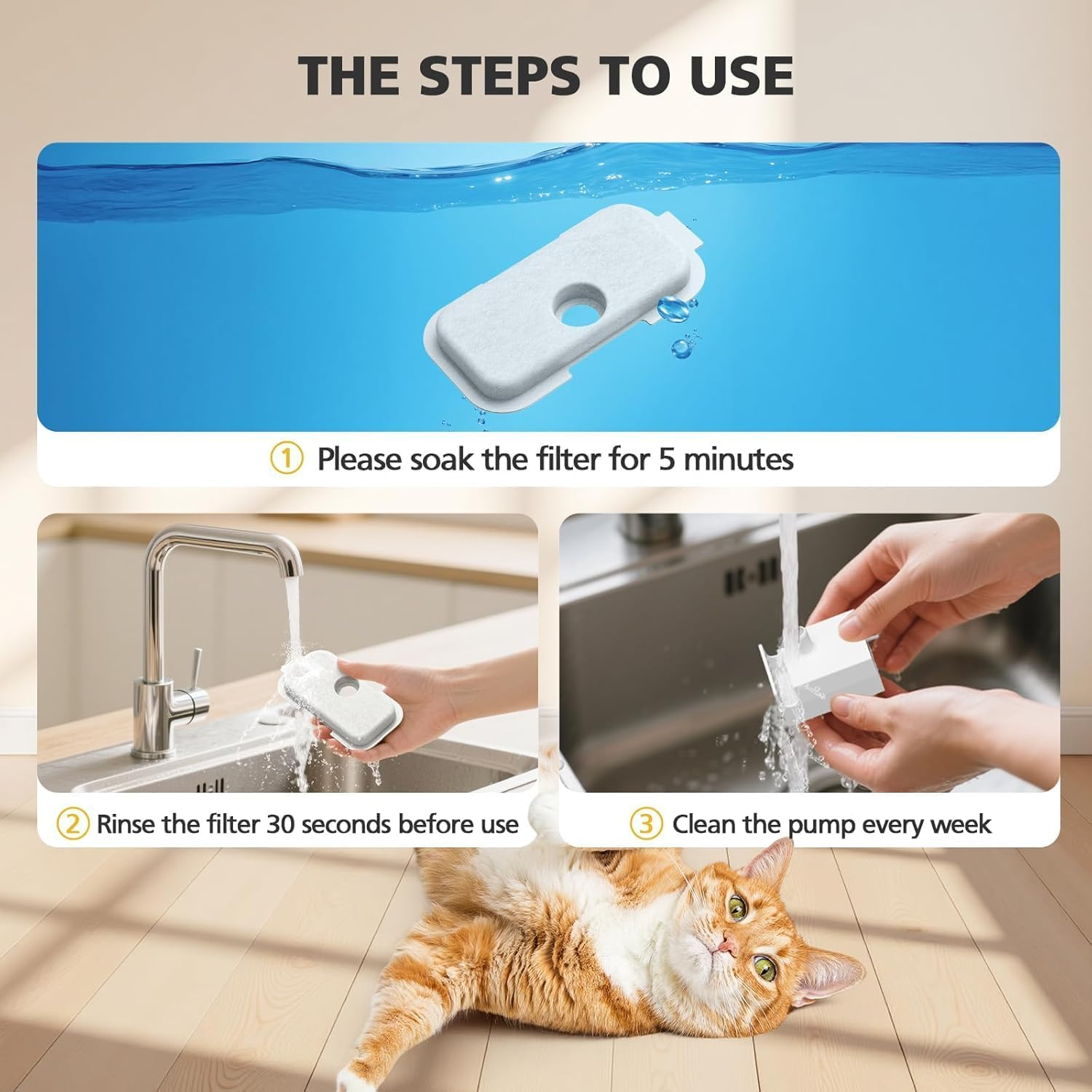 Cat Fountain Filter, Pack of 16 Water Fountain Filters for Dockstream Drinking Fountain for Cat PLWF105/PLWF115/PLWF005, Replacement Filter for Drinking Fountains, 16 Pieces Carbon Filters and 16 image number 1