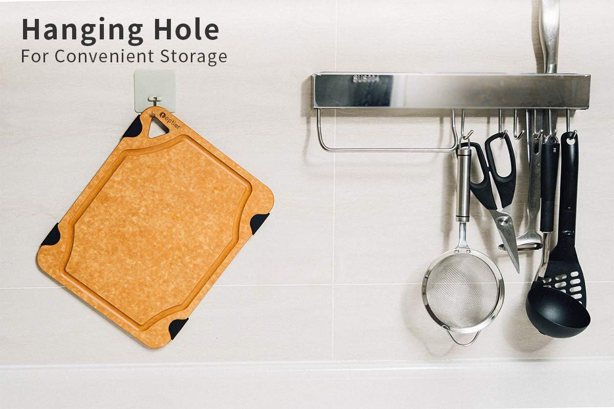 Cutting Board for Kitchen, TOPTIER Wood Fiber Cutting Board, Non-Slip Series Wooden Chopping Board, Dishwasher Safe, Juice Grooves Tableware Small (11.5" X 9.25") Natural/Armor image number 2