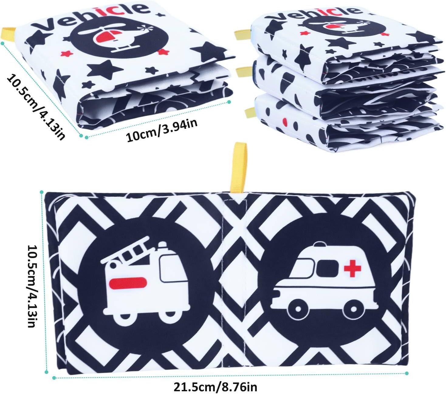 Baby Books Toys, 3 Pack White and Black Cloth Book Set, Touch and Feel Crinkle Cloth Book for Infant Babies 0-6 Months, Early Education Sensory Soft Toy, Baby Gifts Christmas Stocking Stuffers image number 1