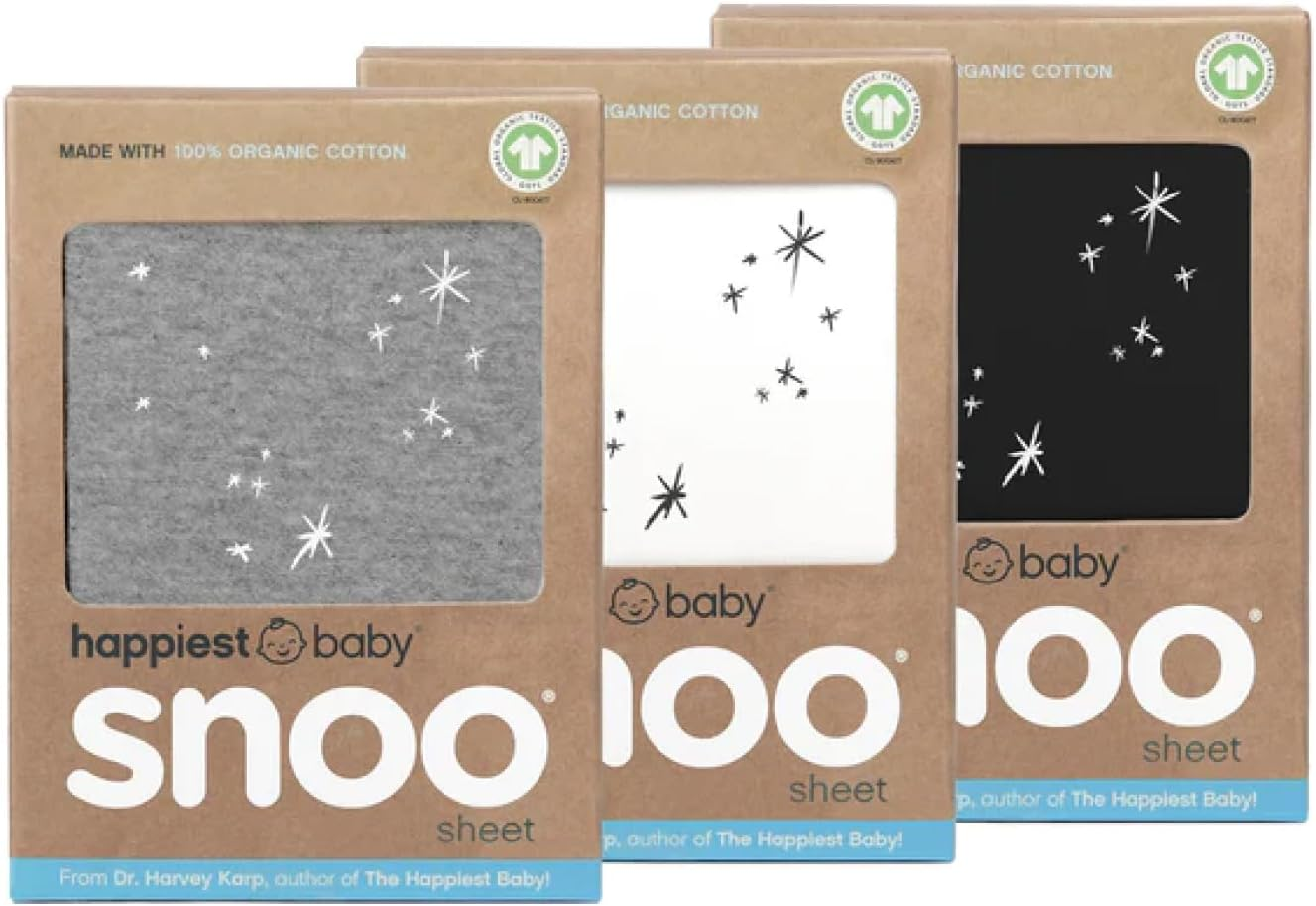 Happiest Baby SNOO Bassinet Fitted Sheet - 100% Organic Cotton Nursery Bedding - Fits SNOO Sleeper Crib Mattress (Teal Galaxy)