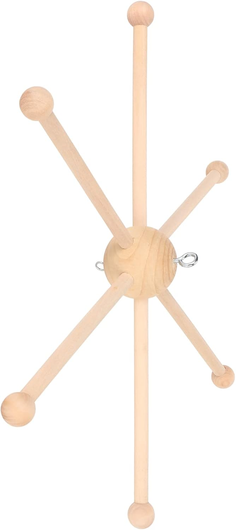 Wooden Mobile Frame Kit DIY Baby,Wooden Frame Baby Crib Hanger Spherical Six Legs Mobile Hanger for Wind Bed Toy Decoration image number 1