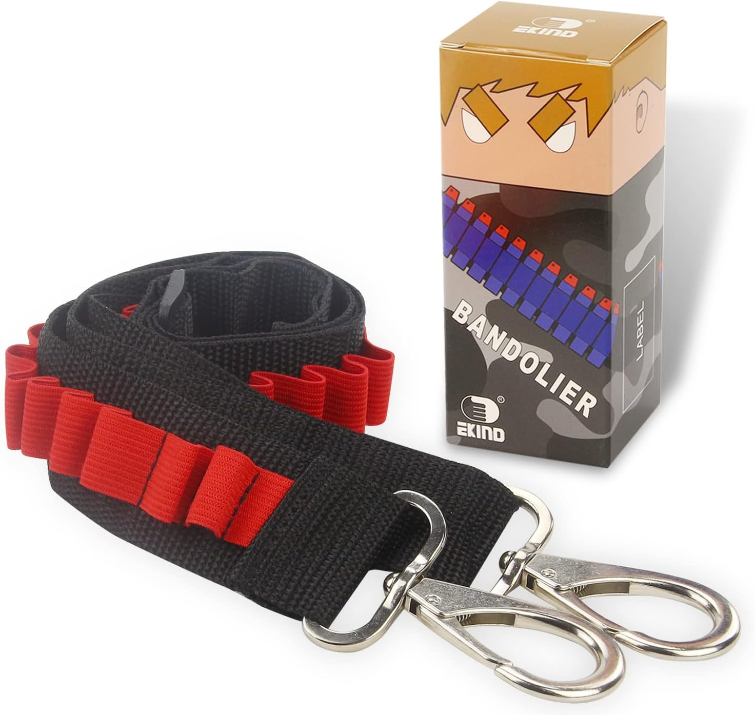 EKIND Toy Gun Bullet Shoulder Strap Darts Bandolier Kit Ammo Storage Holder Compatible for Nerf Elite Blasters (2 Point Tactical Shoulder Strap - Green)