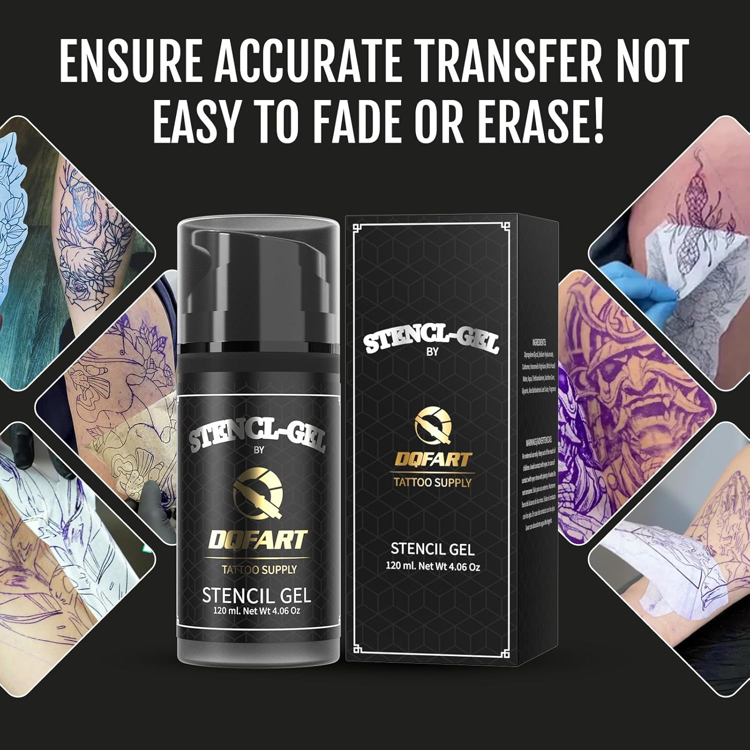 Professional Tattoo Stencil Transfer Gel, Black, 120Ml/4.06Oz, 250Ml/8.4Oz Bottles, Premium Application Solution (120Ml/4Oz) - 120Ml/4Oz image number 4