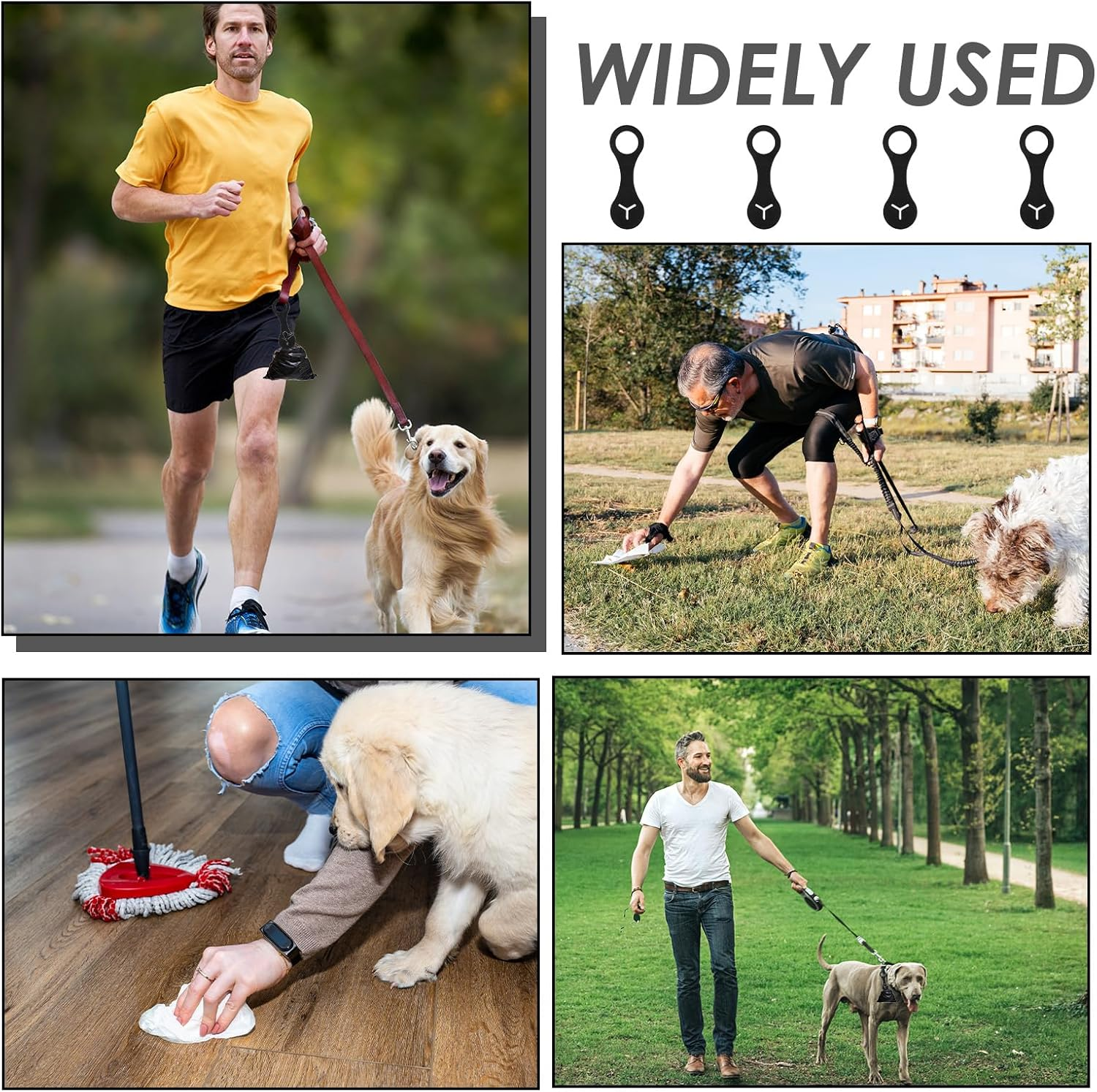 4 Pcs Dog Poop Bag Holder & Waste Bag Carrier - Hands-Free Leash Attachment, Universal Clip-On Dispenser for Dog Walking Accessories (Black) image number 4