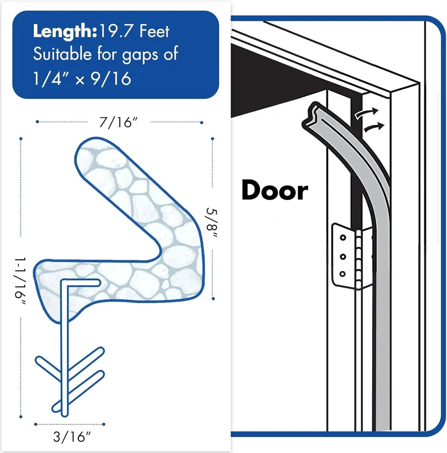 9.7 Feet Door Weather Stripping Door Frame Soundproof Seal Strip - V-Shaped Q Foam Kerf Weatherstripping Seal Strip for Doors Windows, Card Slot Installation Seals Large Gap image number 1