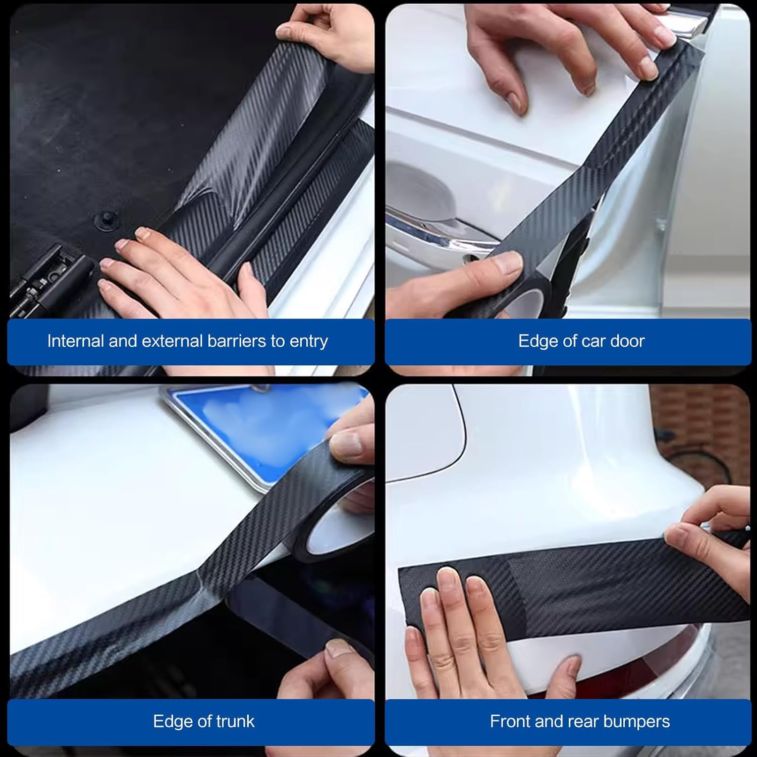 5CM X 7M Carbon Fiber Vinyl Wrap Tape Roll- Self-Adhesive 3D Dry Carbon Film for Chrome Delete, Car Door Edge Guards, Window & Door Detailing | Universal Blackout Tape for Cars & Motorcycles image number 3