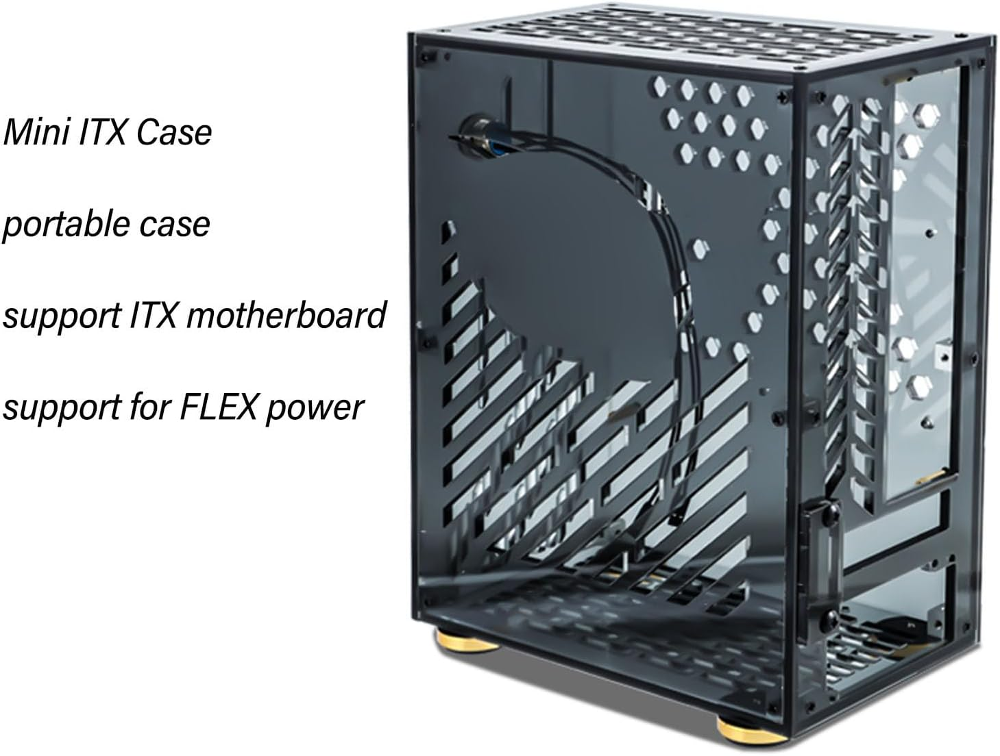 Mini ITX Case Gaming Computer Chassis Vented Panels Small Power Supply Support 170X170Mm Motherboard Graphics Cards up to 180Mm Long 2 X 2.5" SSD image number 4