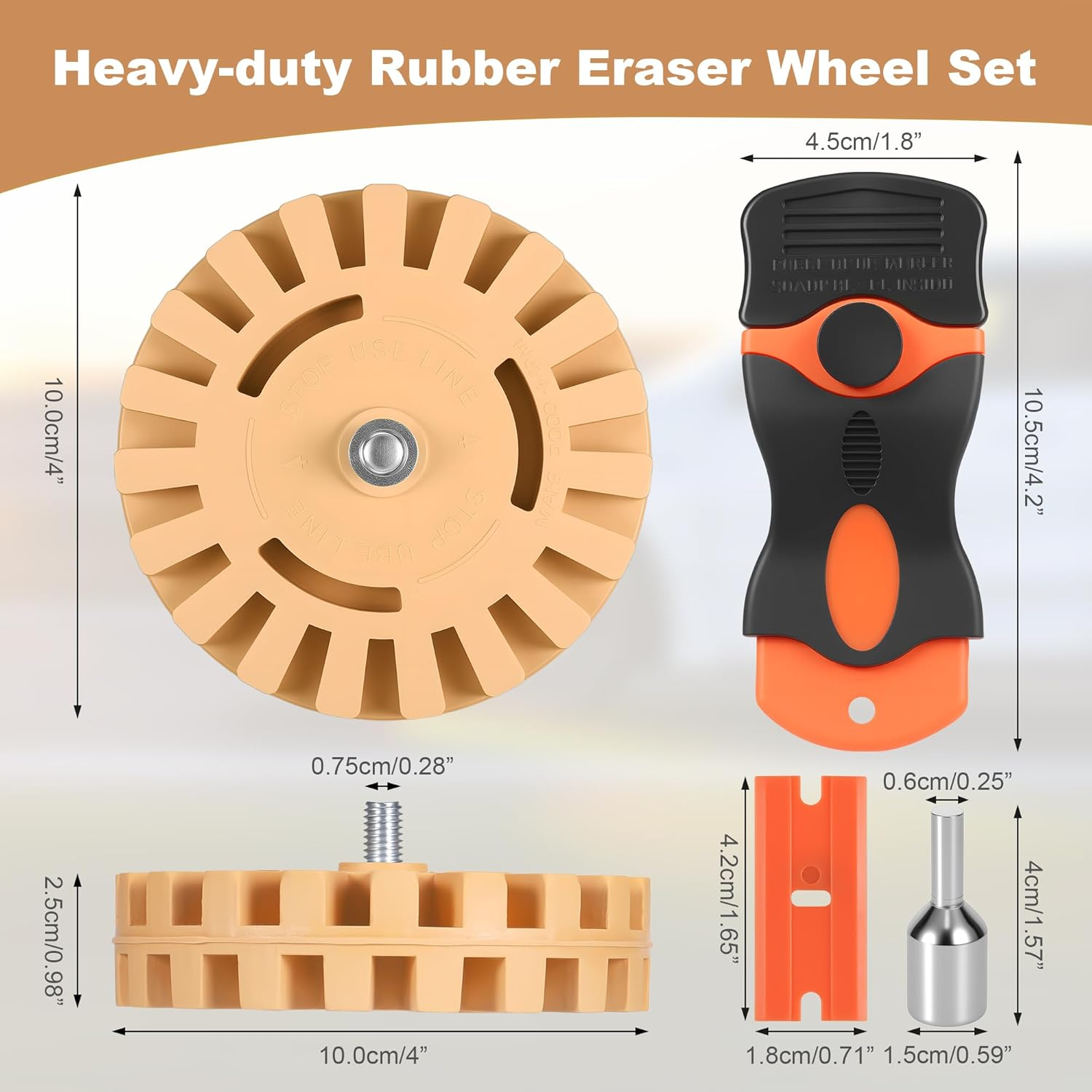 Adhesive Residue Remover, Car, 2 Pieces, 4 Inch Sticker Remover with Adapter, Film Eraser Battery Screwdriver, Sticker Eraser of Cars, Rvs, Boats, Vinyl, Glue, Stickers and Adhesive image number 2