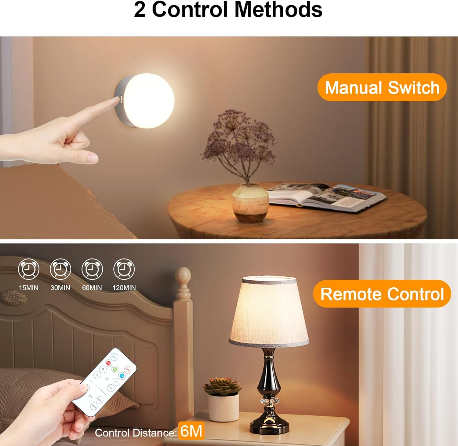 Eocean LED Rechargeable Light Bulbs, B22 Battery Operated Light Bulb, Wireless Light Bulb with 3 Colors & Timer, Magnetically Detachable, Emergency Battery Light Bulb for Non-Hardwired (2 Pack)