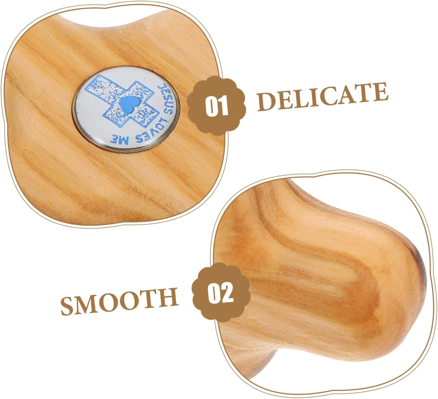 FONDOTIN Handheld Olive Wood Cross Small Portable Crucifix for Baptism Confirmation First Communion Western Cross Craft for Pocket Prayers Unique Present Option