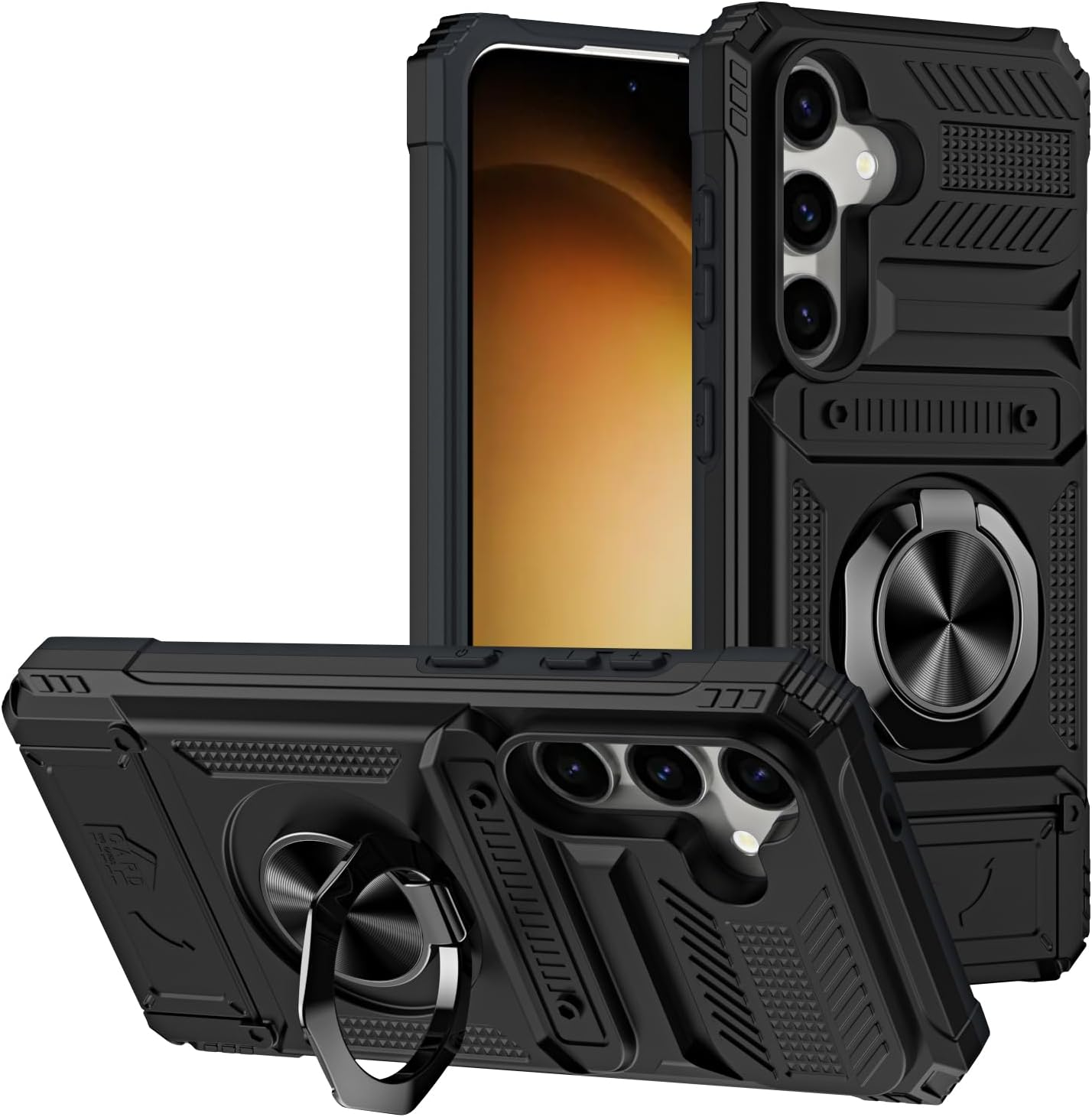 QIWEIQING Case for Samsung Galaxy S25 FE, Military-Grade Shockproof Built-In Kickstand Phone Case Slide Camera Removable Card Holder Anti-Scratch Rugged Bumper Cover for Samsung S25 FE. Black LM image number 4