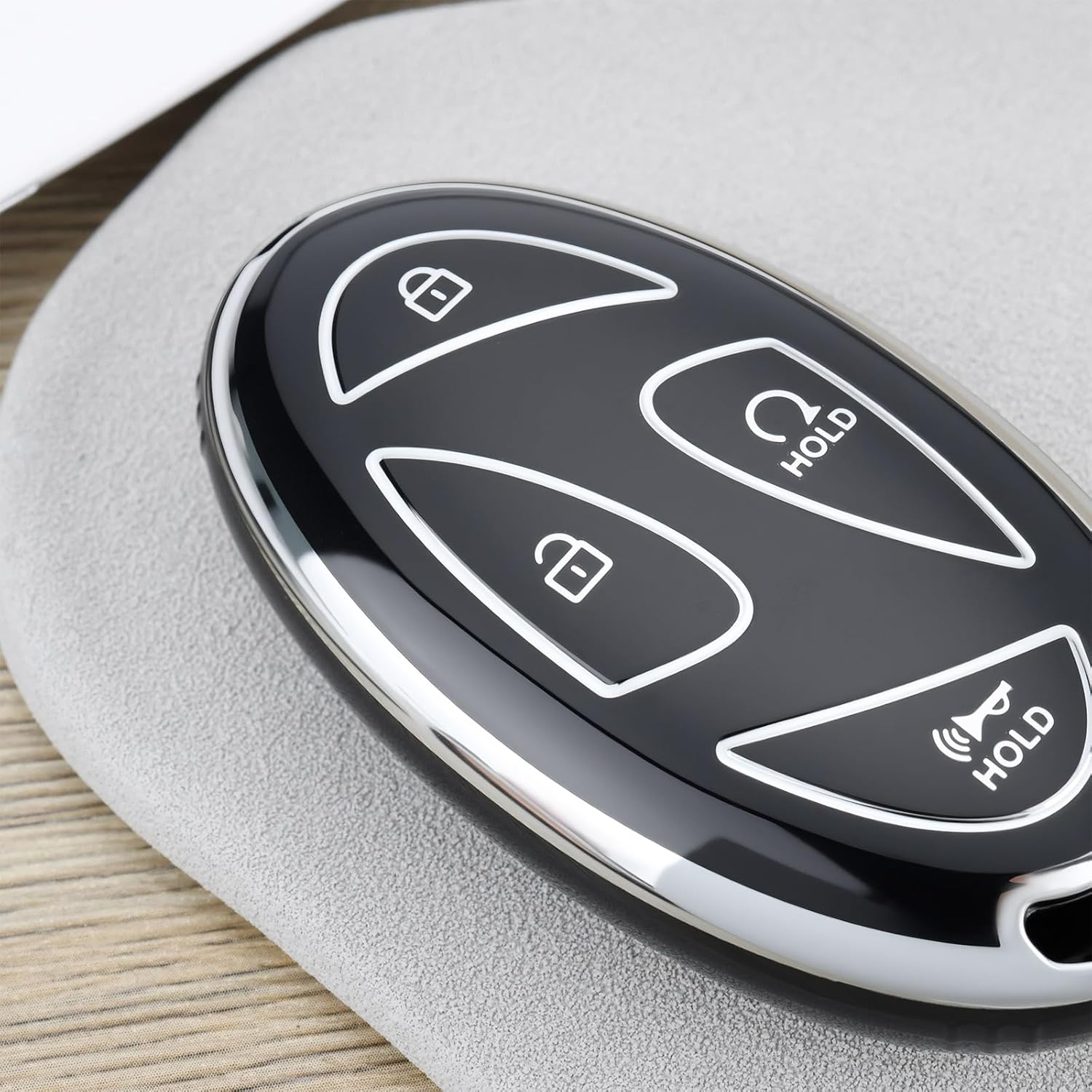 LT Easiyl 2Pcs 7-Button Key Fob Cover Compatible with Hyundai Loniq 6 5 Compatible with Kona SX2 EV (Black Silver Edge)