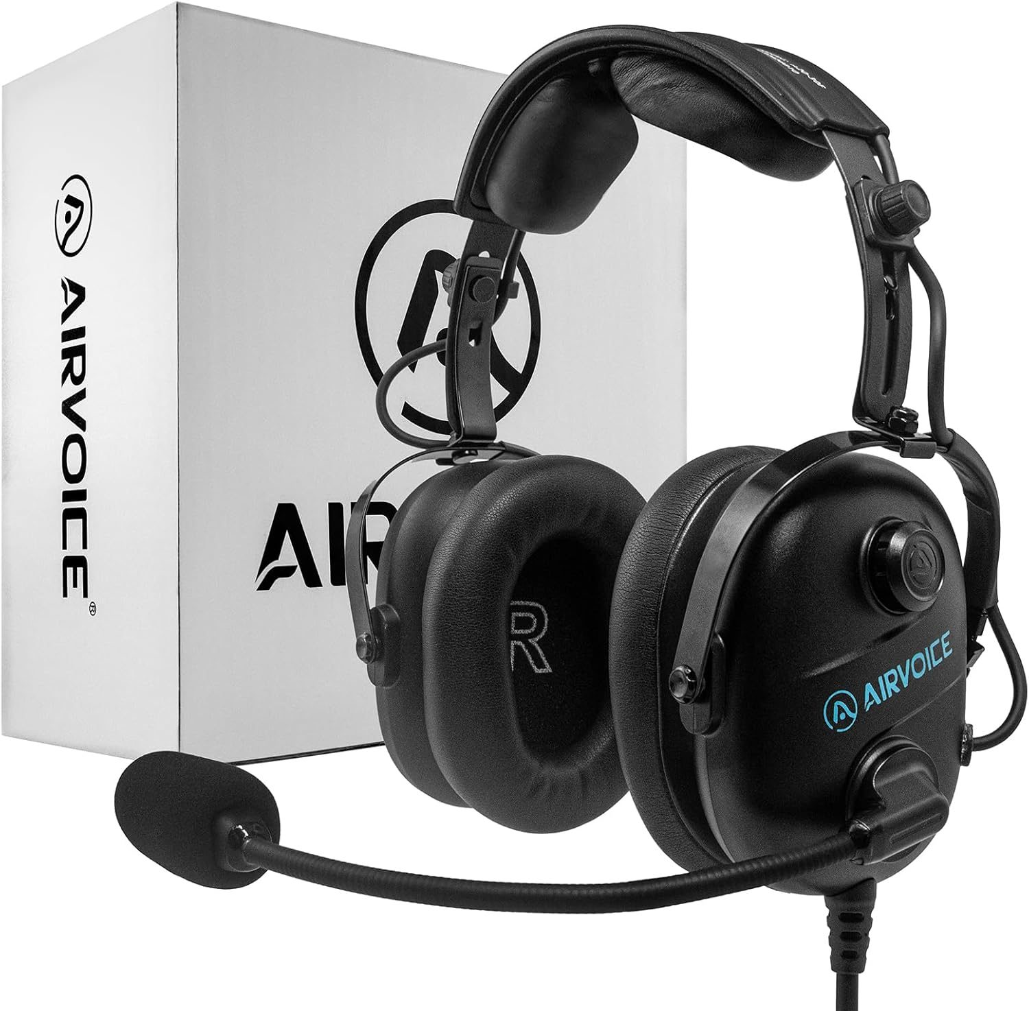 AIRVOICE Aviation Headset for Pilot with Stereo Mono Compatibility and 25 Db Passive Noise Cancellation, PNR General Aviation Headset with Noise Canceling Microphone, Adjustable Headband, Lightweight image number 6