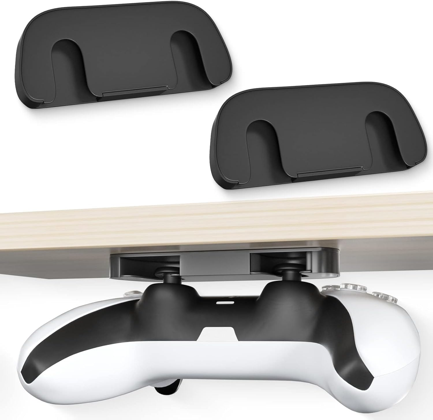 2 Pcs Controller Desk Mount Fit for Playstation 5/Playstation 4 Controller, PS5 Controller Holder Storage Rack, No Drilling Stick under Desk Stand Hanger for PS4 Gaming Controllers image number 3