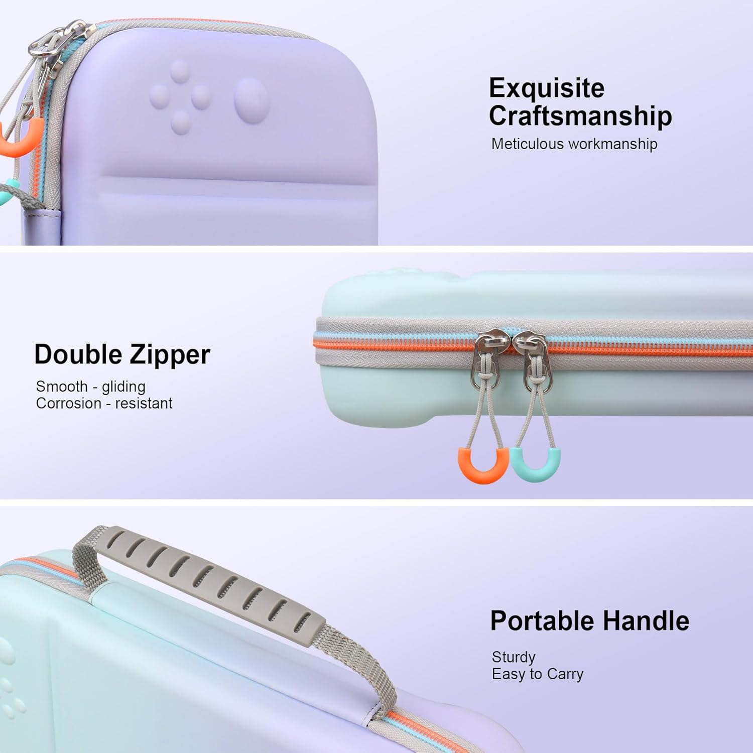 RAIALL Carrying Case for Nintendo Switch 2 (2025), Large Capacity Protective Hard Shell Portable Travel Case Pouch, with 24 Game Card Slots and Pockets for Console &Accessories, Purple-Blue-Gradient - Pink-Green-Gradient image number 5