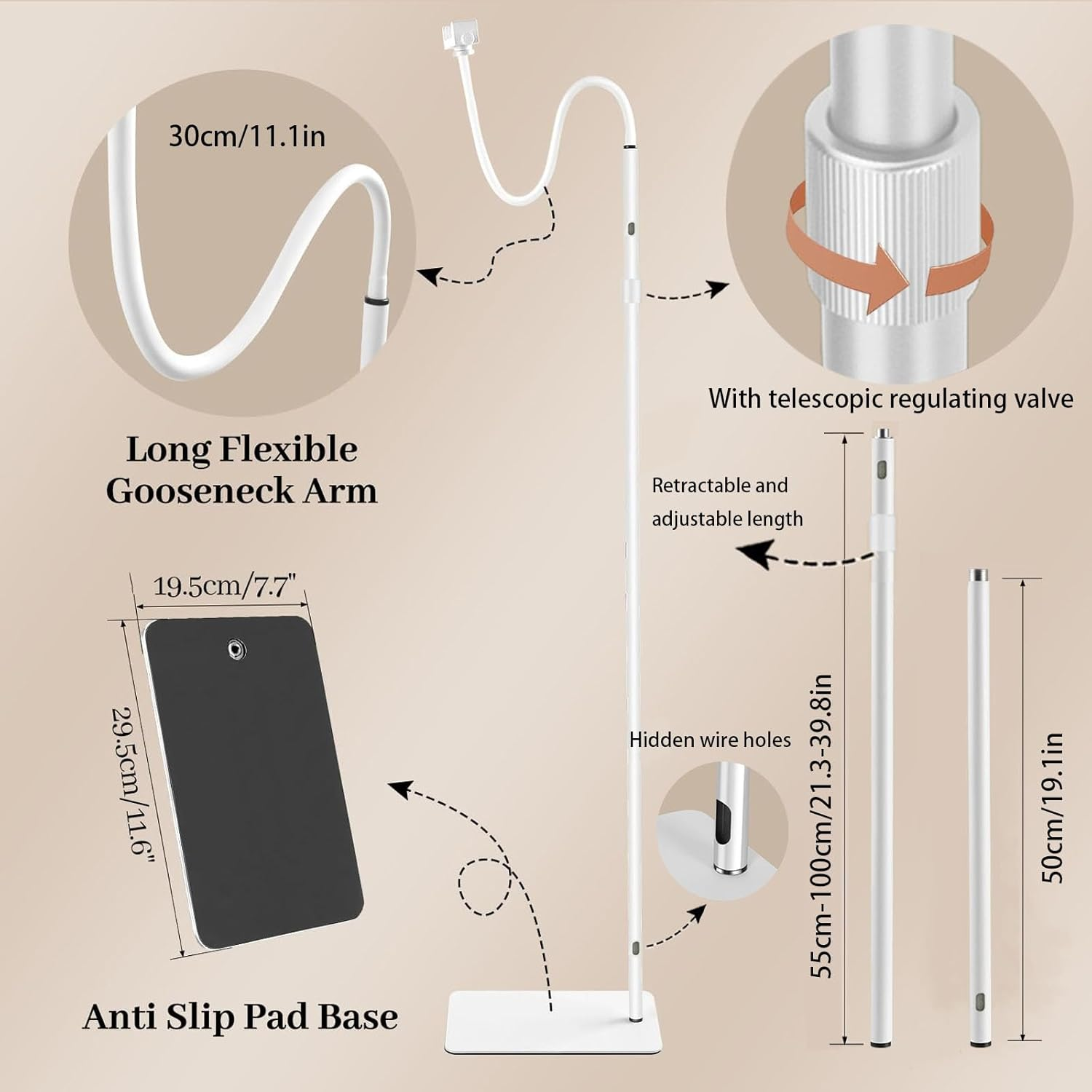 Baby Monitor Floor Stand Holder Compatible All Cameras Secure Baby Monitor Mount for 1/4'' Screw，Height Adjustable & Universal & Flexible Mount Secure Camera Keep Away from Touching image number 4