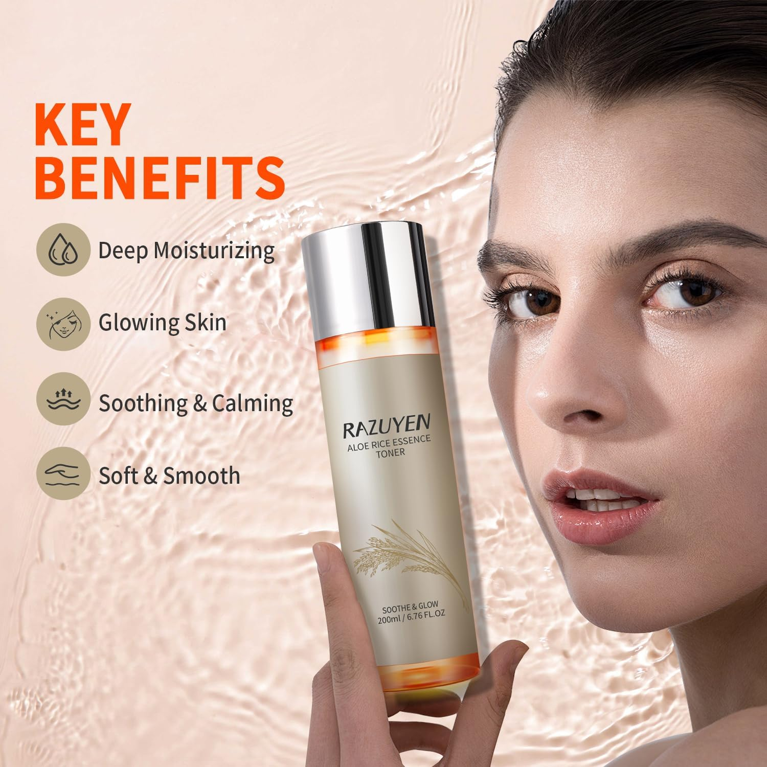 200Ml / 6.76Fl Oz Rice Toner with Aloe Leaf Water, Niacinamide and Centella Asiatica, Milky Toner for Soothing and Glowing Skin, Vegan Face Toner, Alcohol and Fragrance Free image number 2