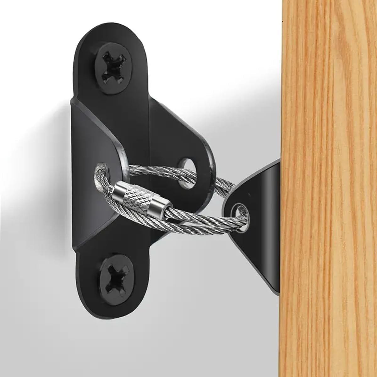 AIMALL 10 Sets Adjustable Black Steel Wire Furniture Anti-Tip Kit for Child Safety, Heavy Duty Nylon Straps for Shoe Cabinet, Bookshelf, Bucket Cabinet, Size 7.87In image number 4