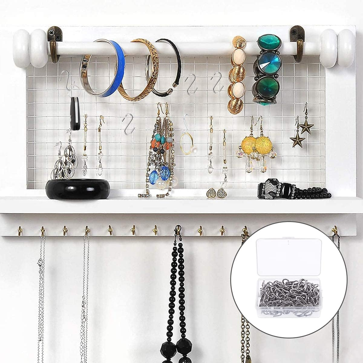 Mini S Hook, 100Pcs S-Shaped Wire Hook for DIY Crafts, Hanging Jewelry, Key Chain, Light Strings (2 X 30Mm) image number 2