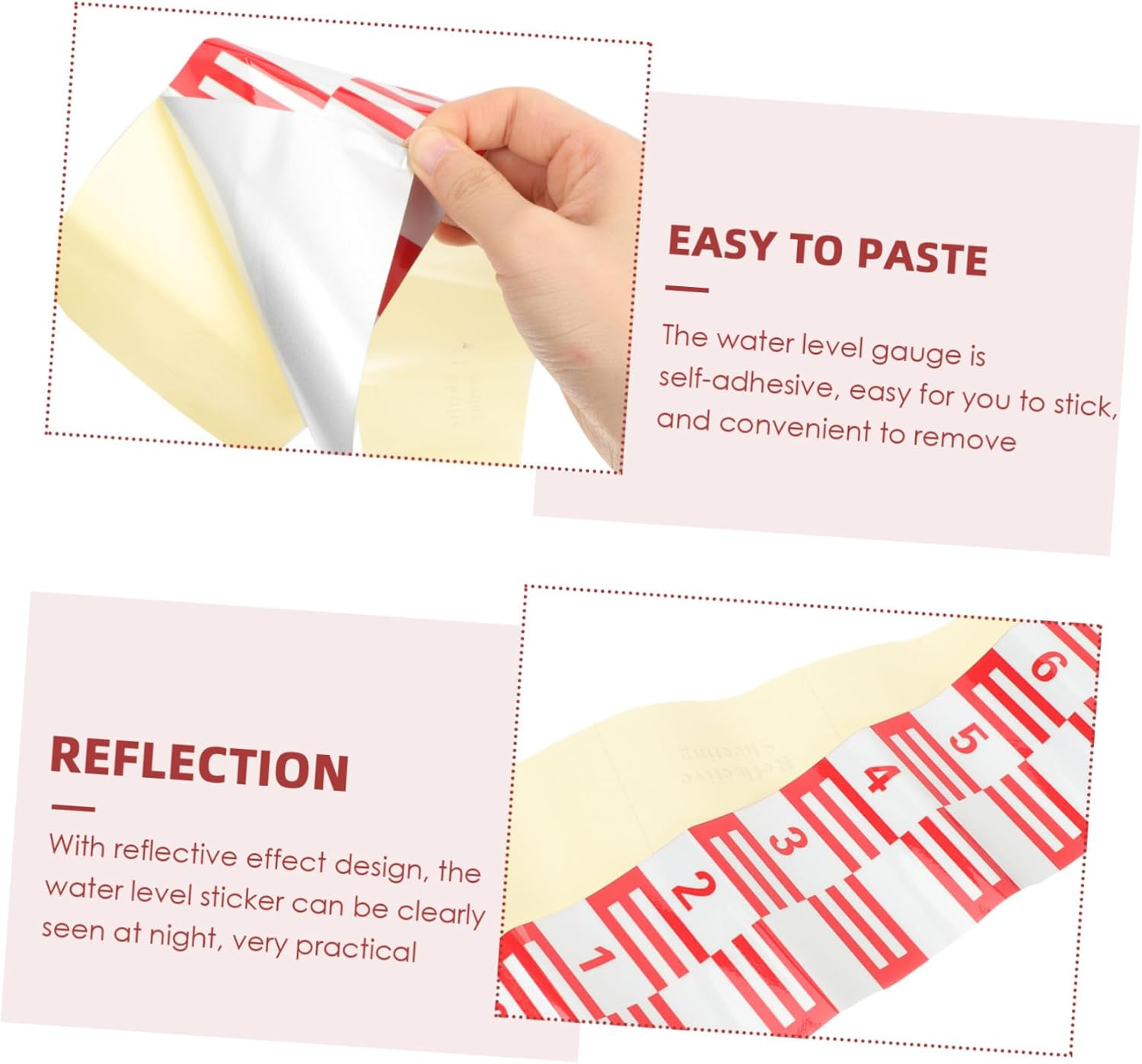 UKCOCO Reflective Self-Adhesive Water Level Gauge for Pools Corrosion-Resistant Swimming Pool Water Level Indicator Easy to Read Sticker image number 2