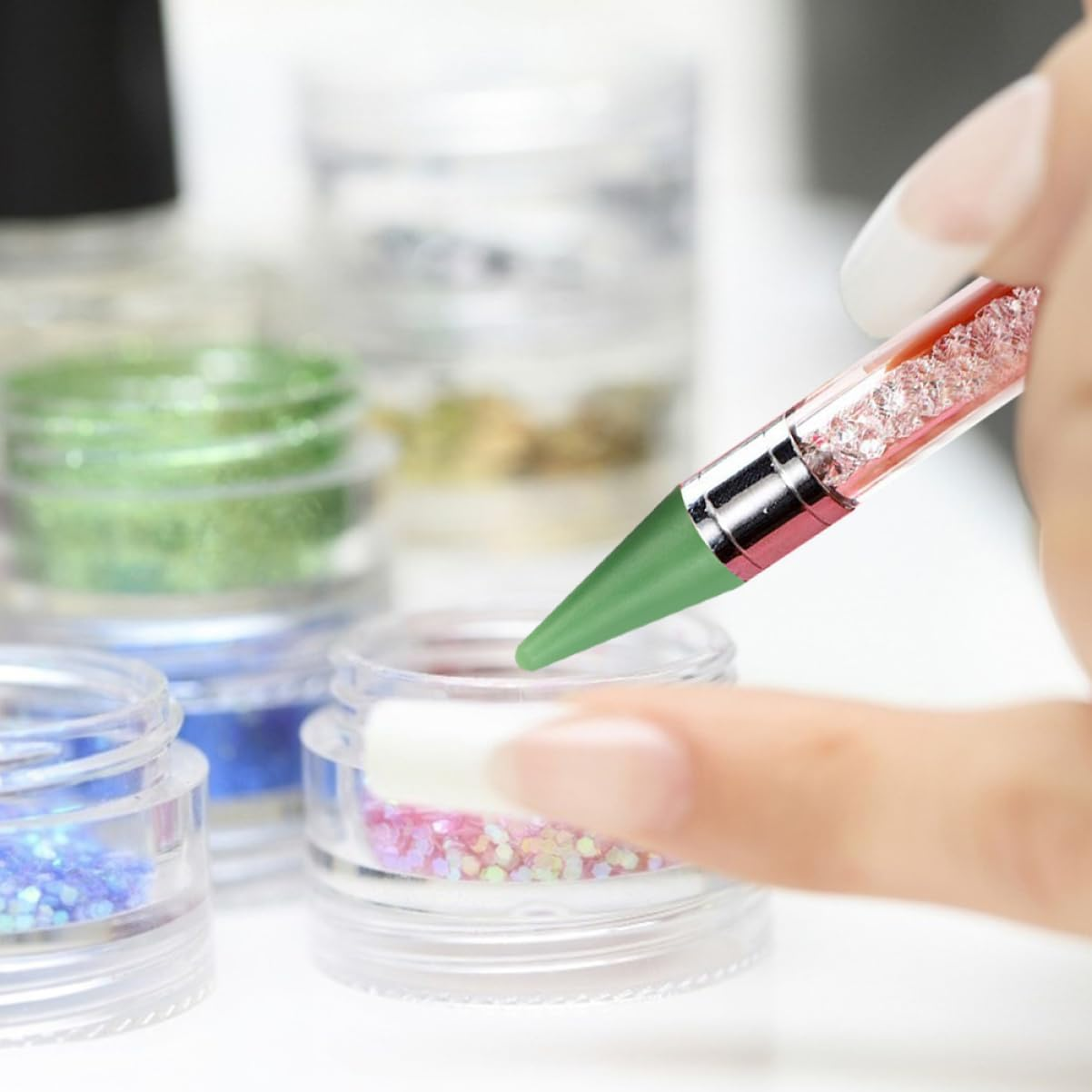 ELAYARD Dual Ended Nail Dotting Pen Tool 12 Replacement Tips for Rhinestone and Gem Picker for Nail Art Decoration and DIY Crafts