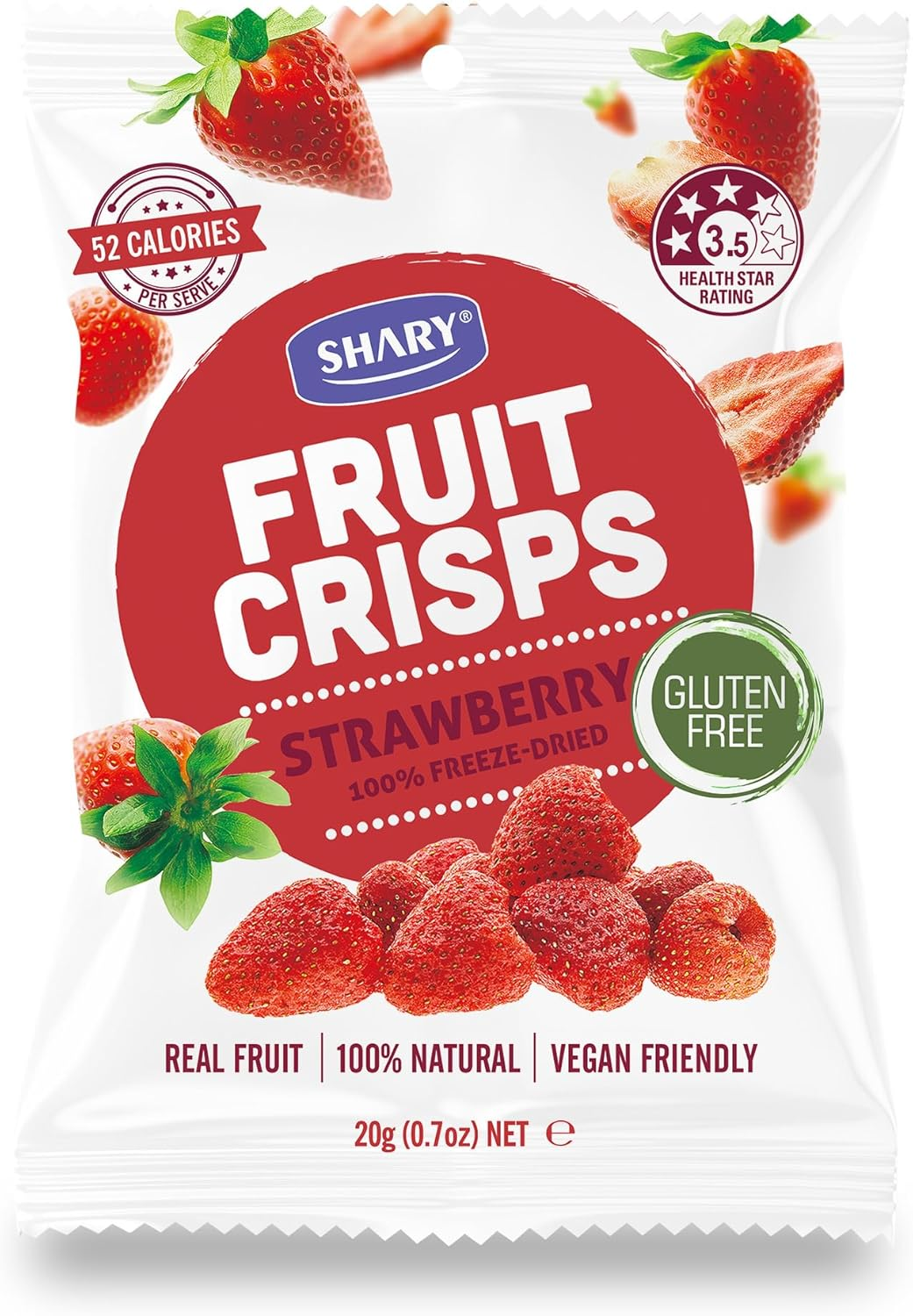 Shary Strawberry Crisps, Freeze-Dried Fruit Snack &ndash; 12 Pack X 20G, 100% Natural, Vegan & Gluten-Free Healthy Snack image number 1