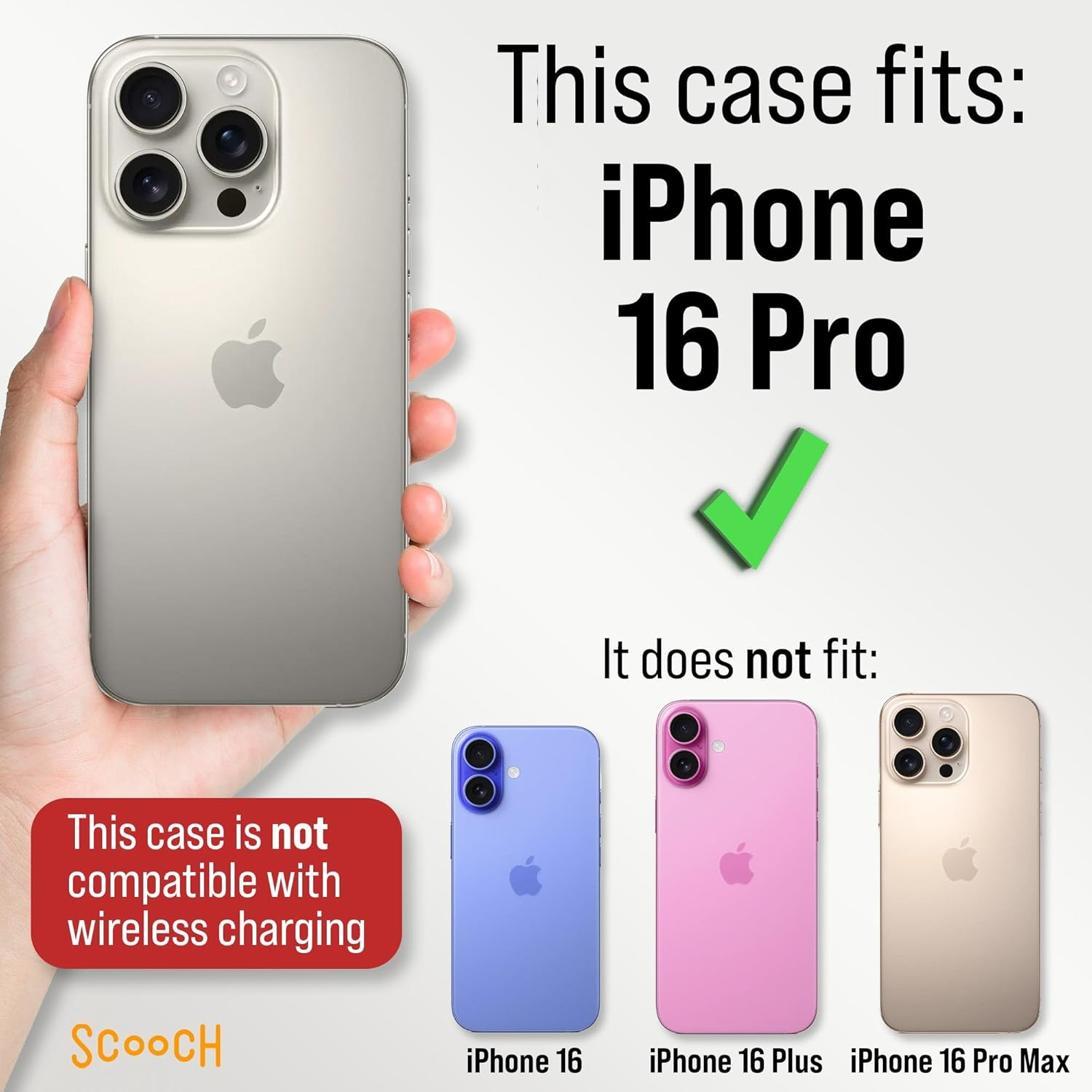 Scooch for Iphone 16 Pro Case with Card Holder, Wingmate Wallet Case with Hidden Card Slot and RFID Protection for up to 4 Cards, 10-Foot Drop Protection, Black image number 2