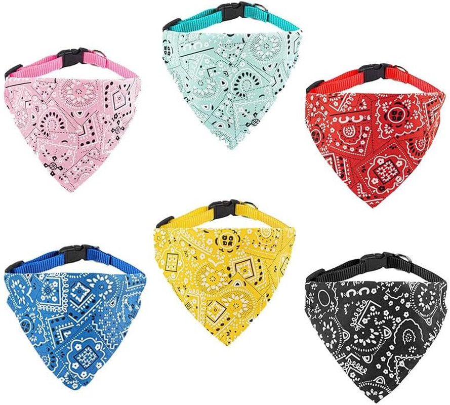 Dog Bandana Collar Scarf, 6Pcs Pet Triangle Bib with Adjustable Buckle, Pet Bandana Puppy Dog Scarf Collar Neckchief with Adjustable Buckle, Dog Neckerchief Bandana Collars image number 5
