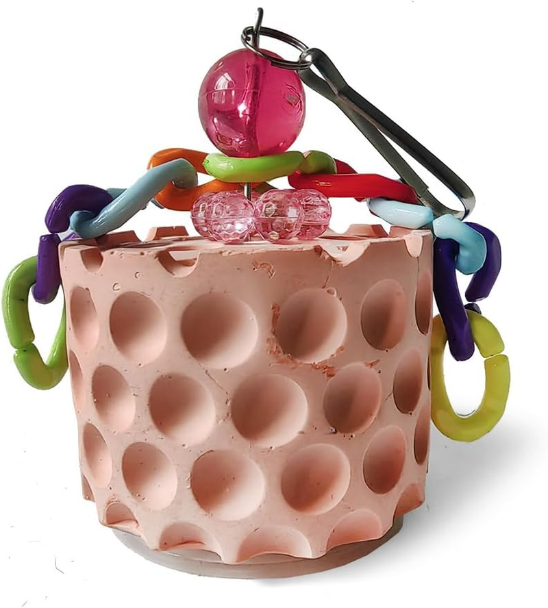 Bird Chewing Toys Bird Beak Grinding Stone Calcium Parakeet Treats for Budgies Cockatiels Conures Quaker Senegal Parrot (Orange)