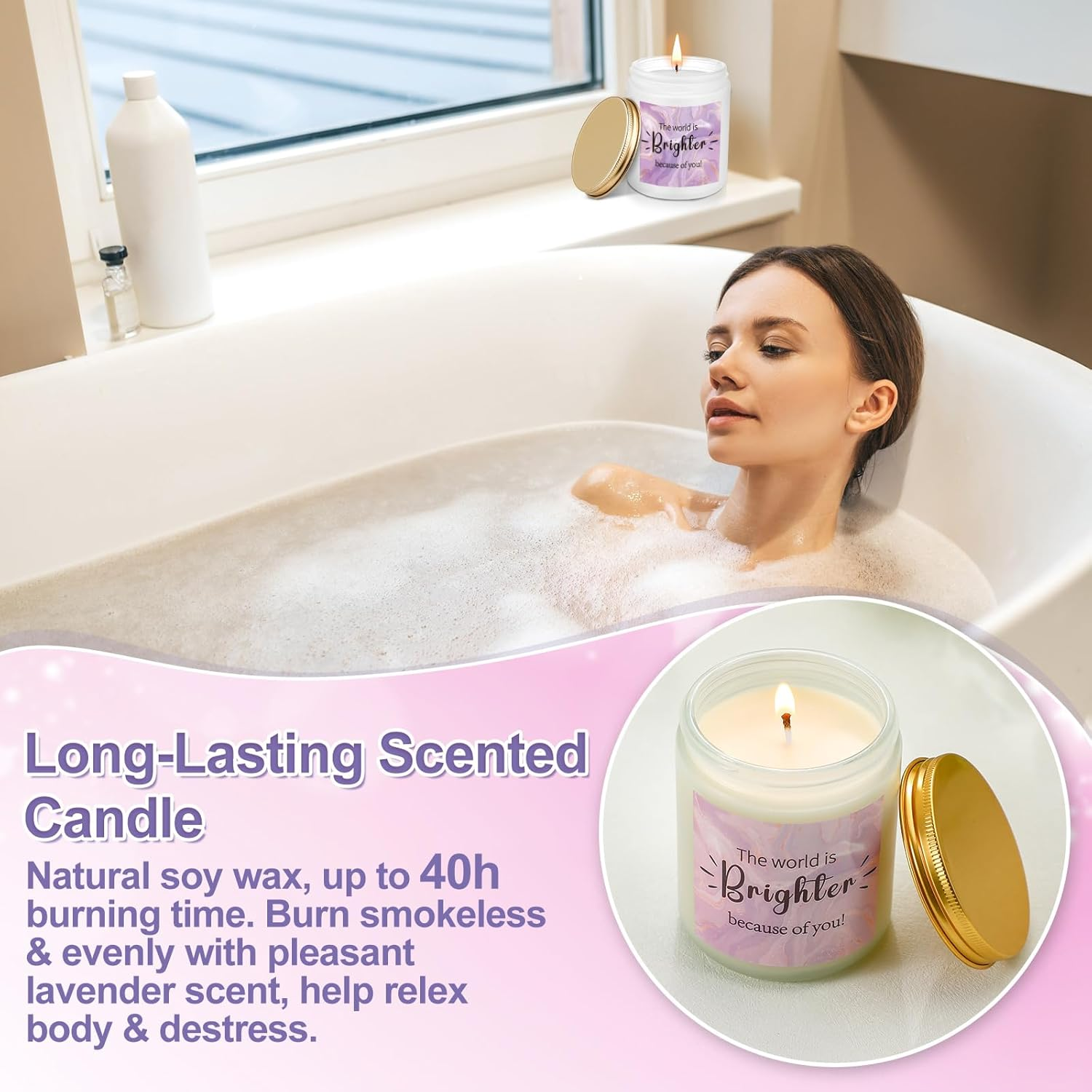 Perthlin 11 Pcs Thank You Gifts Sets for Women 12 Oz Tumbler Cosmetic Bags Candle Bracelet Keychain Card Appreciation Gift for Employee Teachers, Nurses, Coworkers, Boss, Leadership, Friends(Purple)