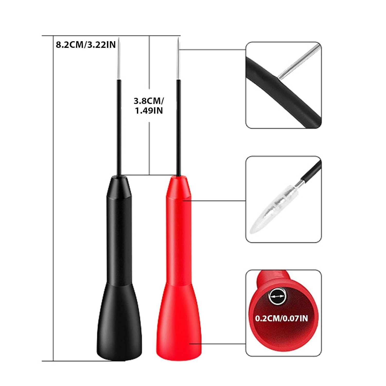 Meter Probe - Multimeter Test Leads | Multi-Meter Test Probes Kit | Car Insulation Wire Piercing Probes | 1Mm Test Probe Pins | 2Pcs Automotive Test Probes Test & Measurement Tools for Banana Socket image number 3