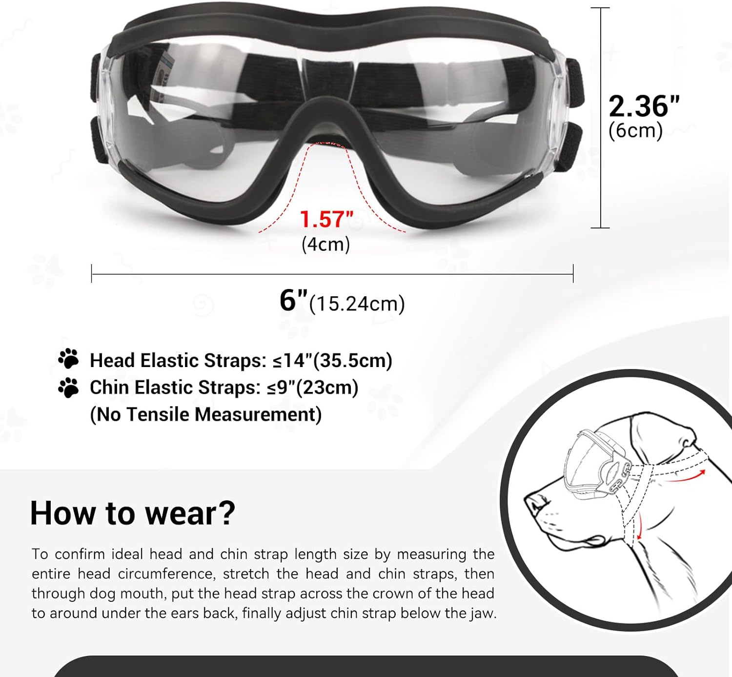 NAMSAN Dog Sunglasses Medium to Large Dog UV Transparent Goggles Windproof Anti-Dust Snowproof Pet Glasses with Elastic Straps, Clear image number 4
