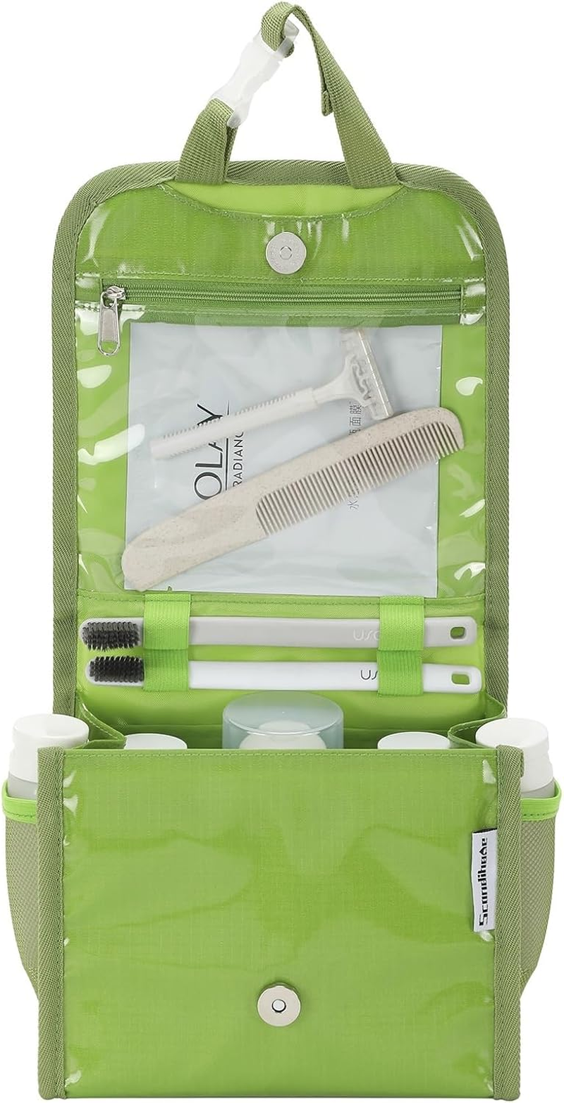 NQQNQQ Hanging Toiletry Bag for Men & Women, Waterproof Travel Makeup Organizer, Large Capacity with Multiple Compartments, Shaving & Full-Sized Toiletries Storage Bag. SO-T (Green)