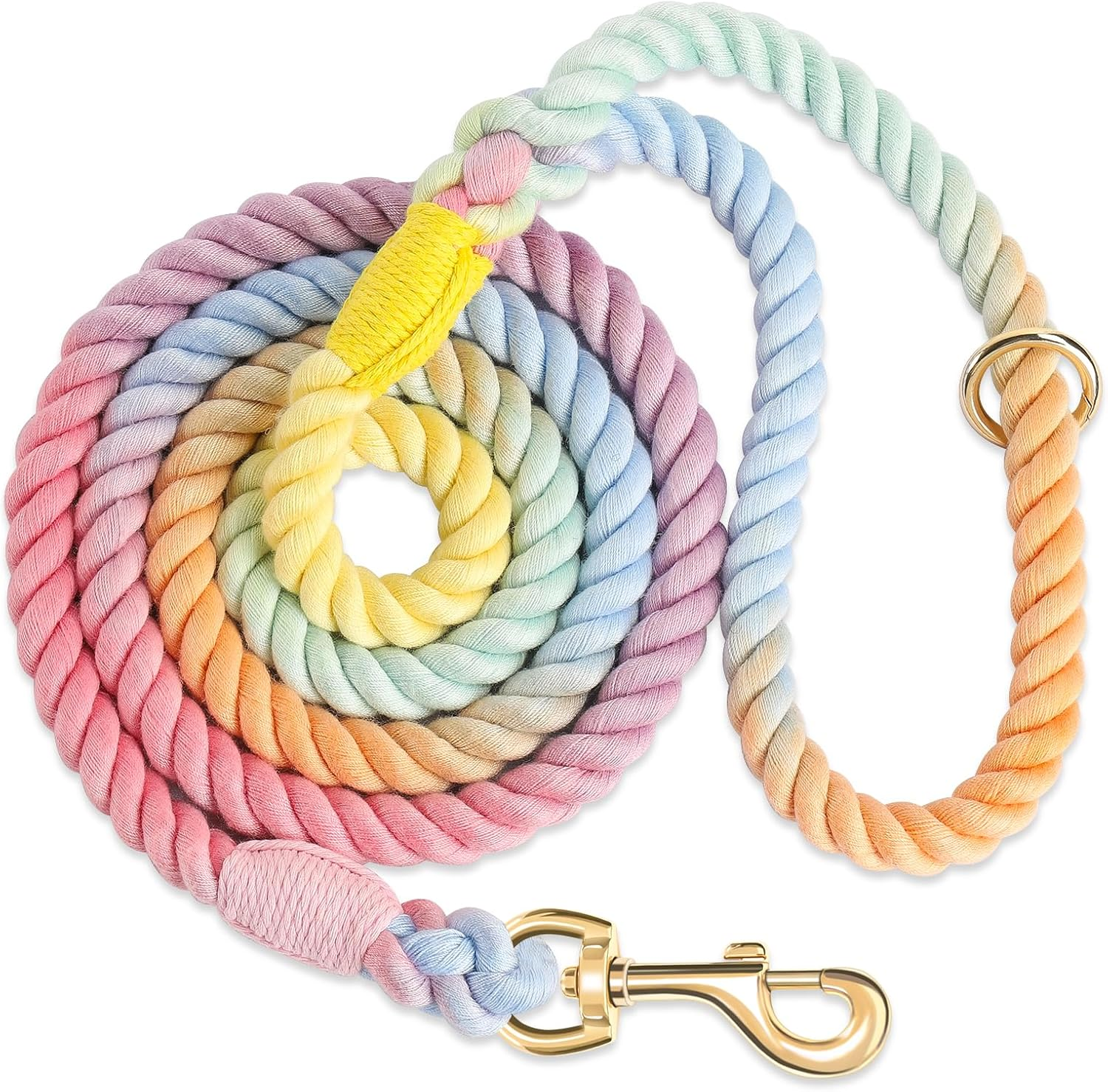 NUGUTIC 5 FT Dog Leash Handmade Braided Rope Dog Leash for Small Medium and Large Dogs, Colorful Macaron