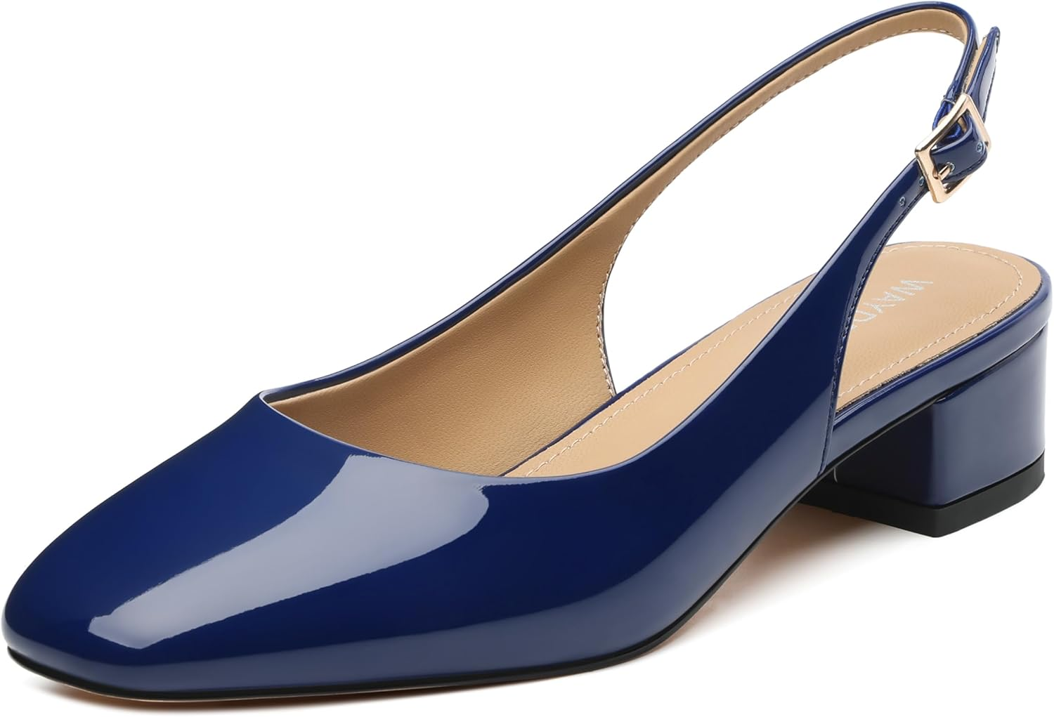 WAYDERNS Women'S Chunky Heel Slingback Pumps Square Closed Toe 1.5 Inch Low Block Heels Comfortable Casual Wedding Work Dressy Shoes