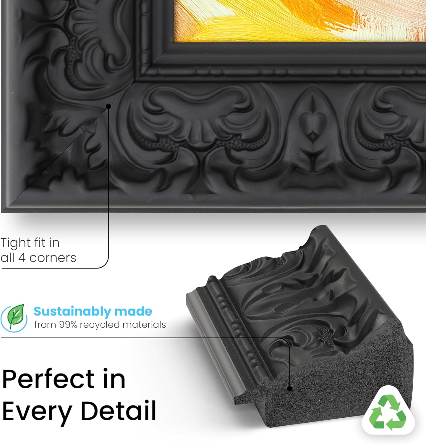 Deco TV Frames Tuscan Matte Black Compatible ONLY with Samsung the Frame TV (3", Color Chip) image number 4