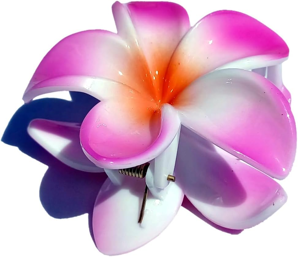 Seestern Sportswear Bali Hawaii FBA_2401 Hair Clip 2 Frangipani Flowers Pink image number 2