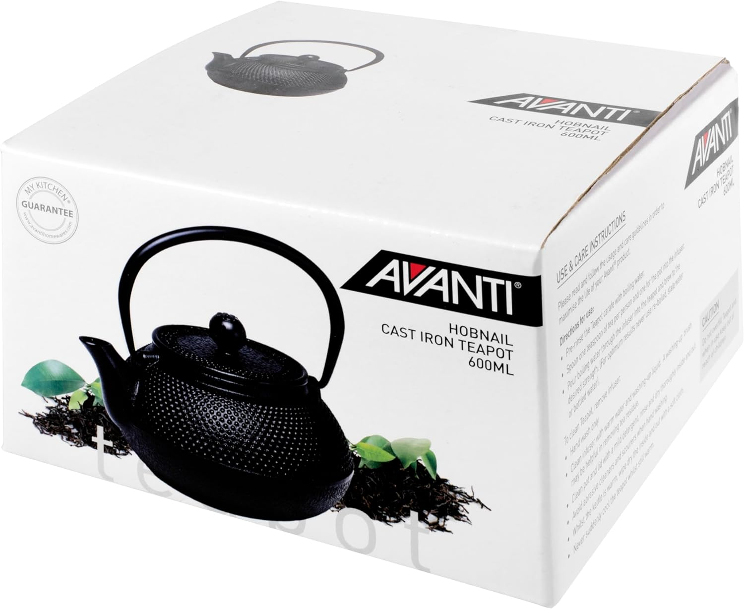 Avanti Hobnail Cast Iron Teapot, Black, 600Ml