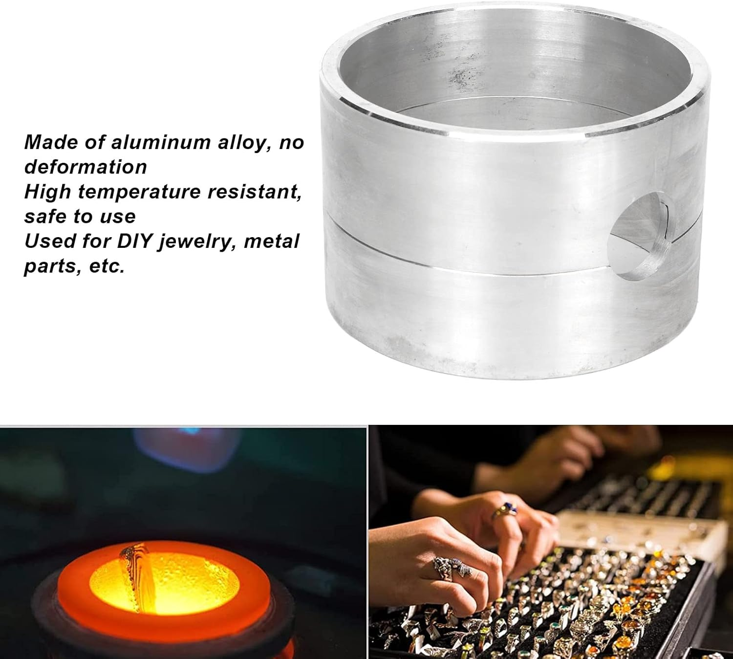 Sand Casting Sandbox, Aluminum Alloy round Mold Frame Metal Melting Sand Casting Applications Jewelry Ring Small DIY Metal Jewelry Casting Mold Melting Pot Jewelry Casting image number 5