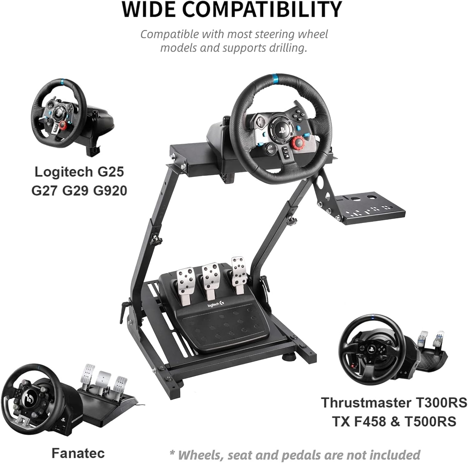 Dardoo Racing Steering Wheel Stand with Shifter Lever Fit for Logitech G27 G25 G29 G920, Thrustmaster, PC, PS4, Platforms Gaming Racing Simulator Wheel Stand Adjustable Foldable without Wheel,Shifter image number 4