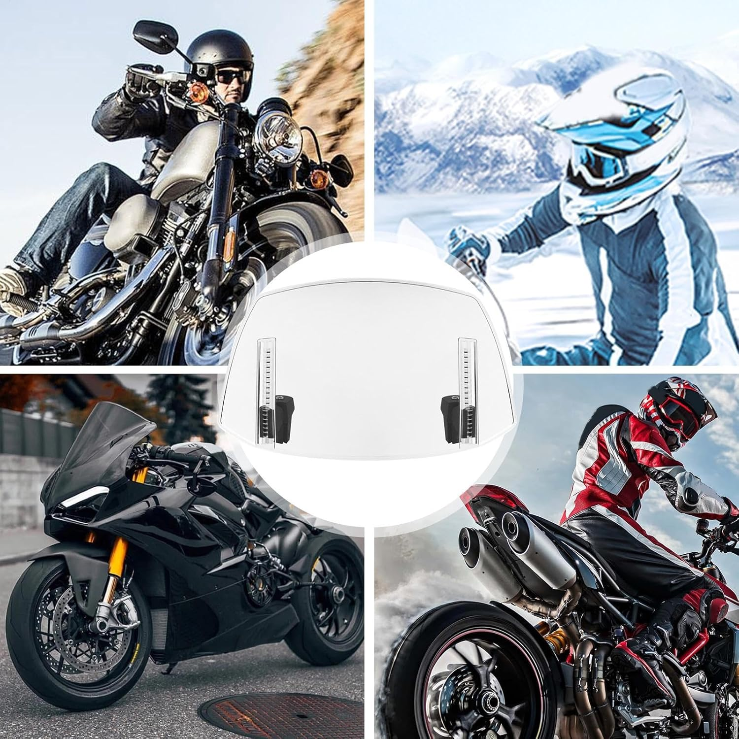 Motorcycle Windshield Extension - Motorcycle Windscreen Windshield - Modification Spoiler Extension Accessories Improved Stability for Motorbike Scooter ATV - Transparent image number 4