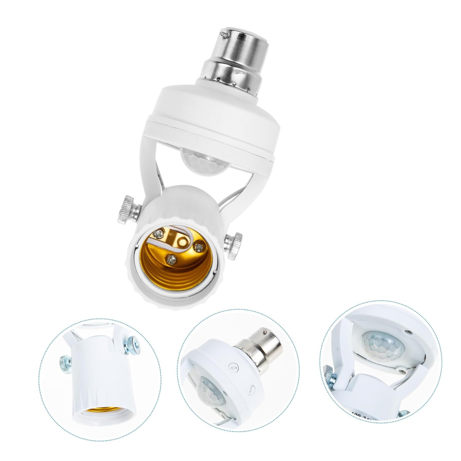 COOLHIYA B27 Induction Lamp Holder B22 Sensor Lamp Socket Motion Sensor Lamp Socket Sensor Lamp Holder Motion Screw Bulb Adapter Sensor Light Socket White Ceiling Lamp E27 Human Sensor Iron image number 3