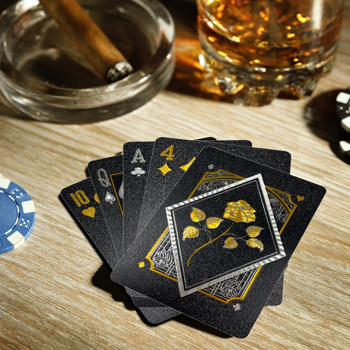 TEAONE Black Playing Card, 1 Deck Waterproof Poker for Party, Game, Magic Trick (8.8 X 6.3Cm/3.46 X 2.48In) image number 6