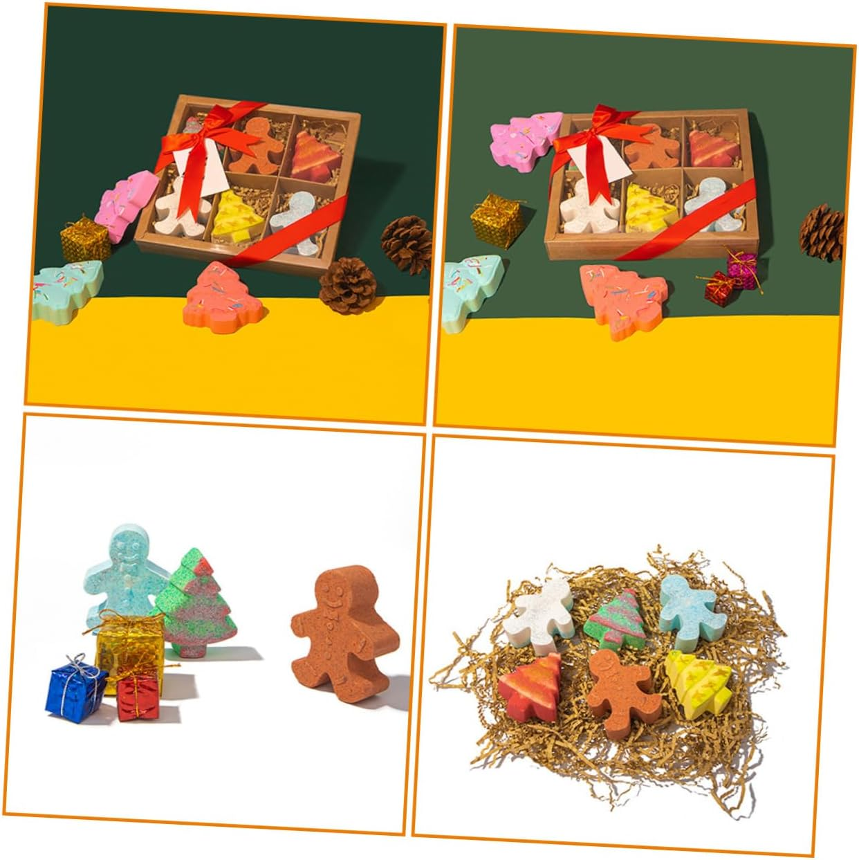 NULYLU 6Pcs Gingerbread Man Bath Salt Christmas Themed Aromatherapy Bathing for Boys and Girls Rich Foaming Shower Salt for Relaxing and Foot Soaks image number 1